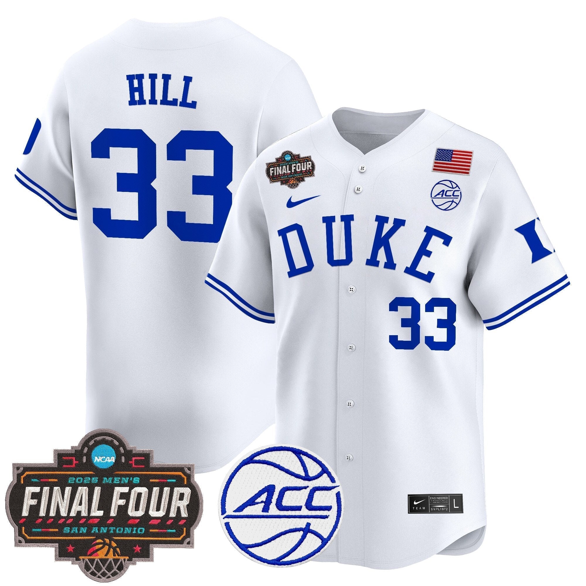 DUKE 2025 Final Four Patch Vapor Baseball Jersey - Stitched