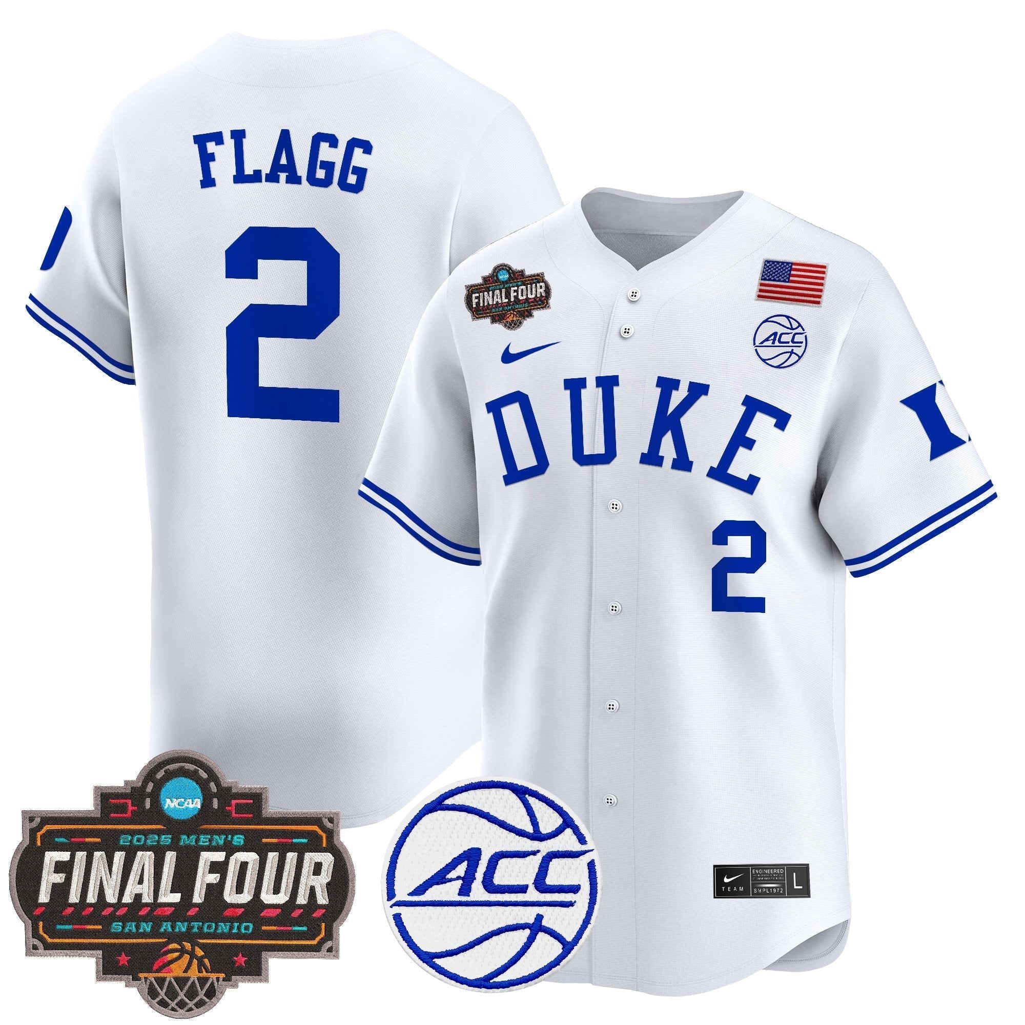 DUKE 2025 Final Four Patch Vapor Baseball Jersey - Stitched