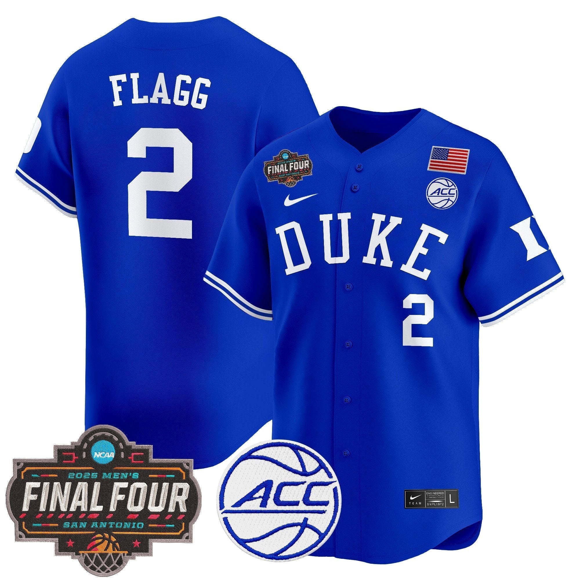 DUKE 2025 Final Four Patch Vapor Baseball Jersey - Stitched