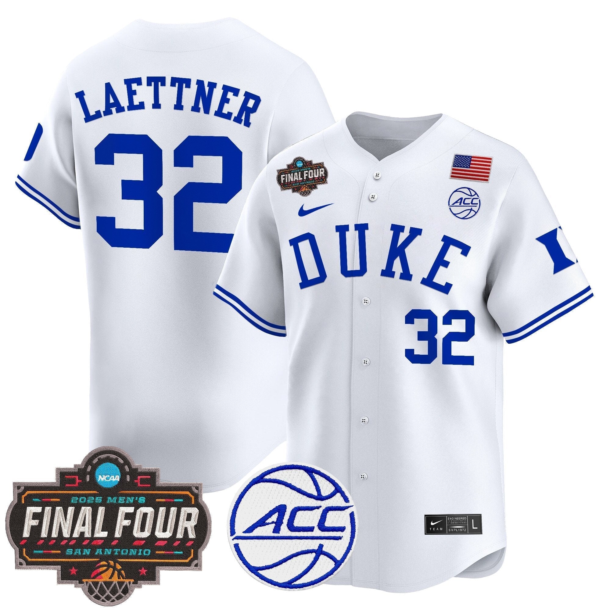 DUKE 2025 Final Four Patch Vapor Baseball Jersey - Stitched