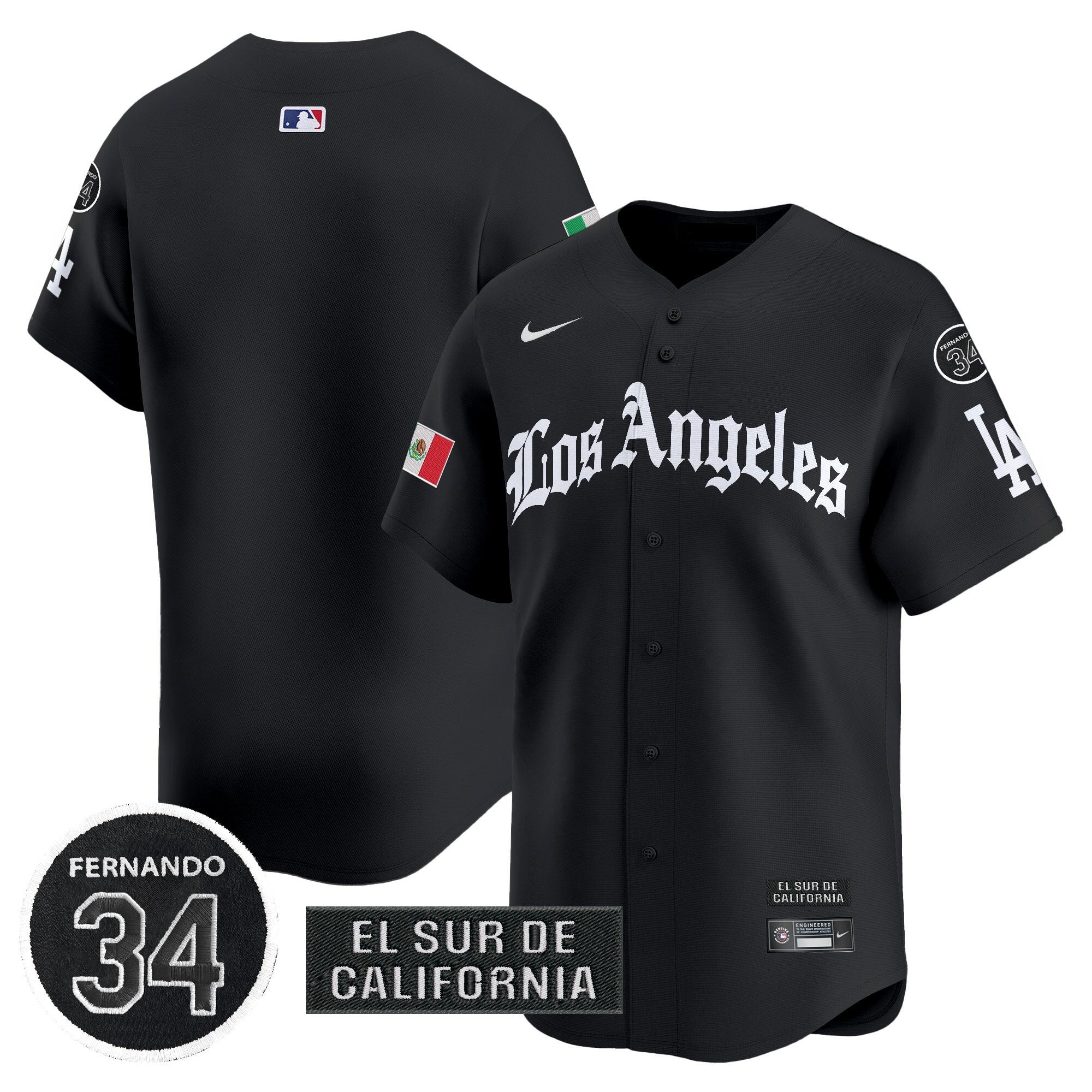Dodgers Mexico 2025 LA Gothic Style Patch Vapor Premier Limited Jersey - Stitched
