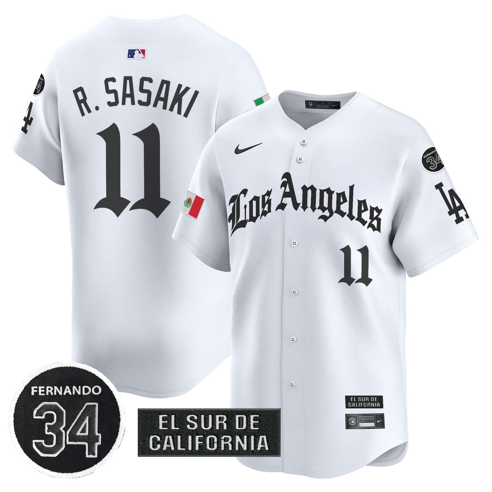 Dodgers Mexico 2025 LA Gothic Style Patch Vapor Premier Limited Jersey - Stitched