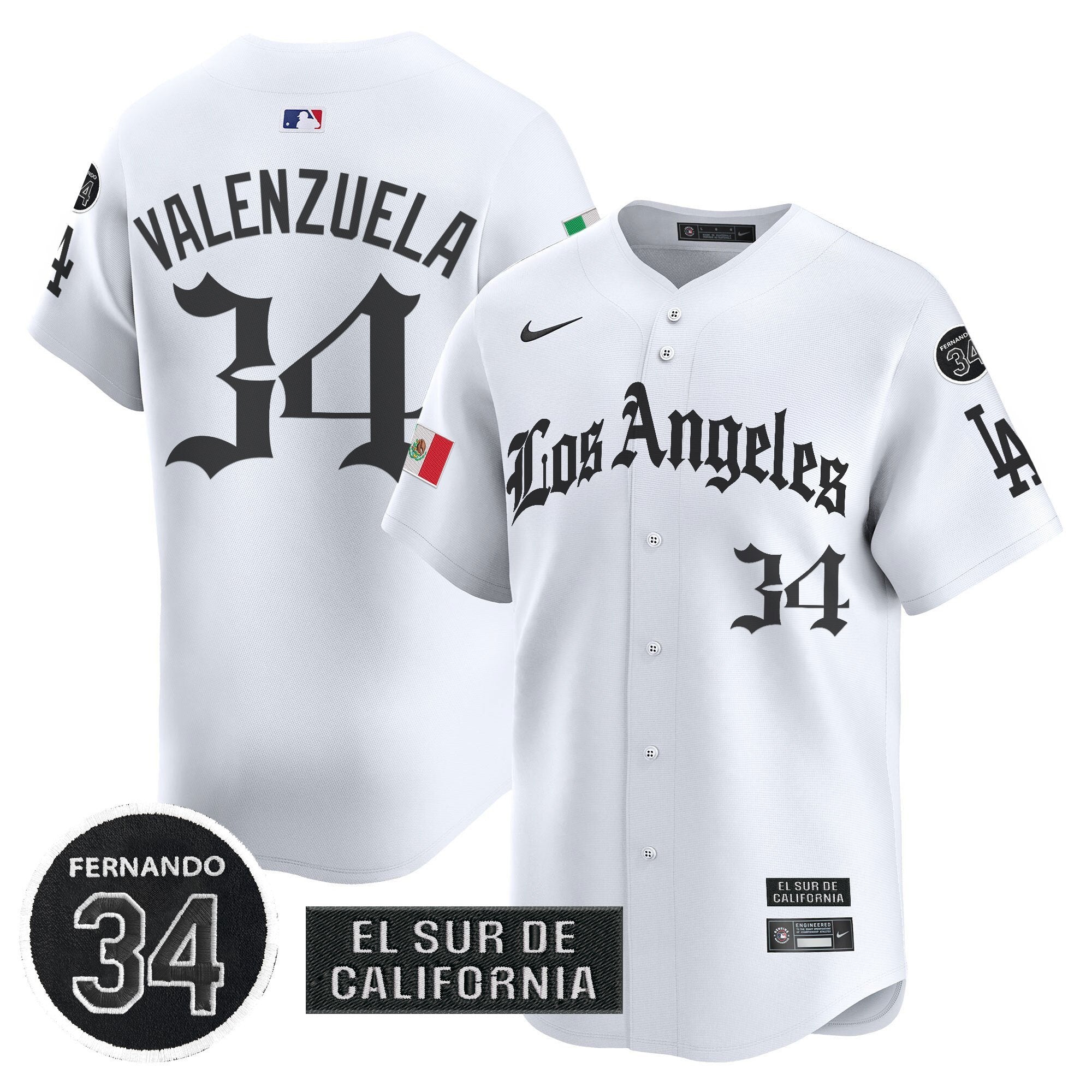 Dodgers Mexico 2025 LA Gothic Style Patch Vapor Premier Limited Jersey - Stitched