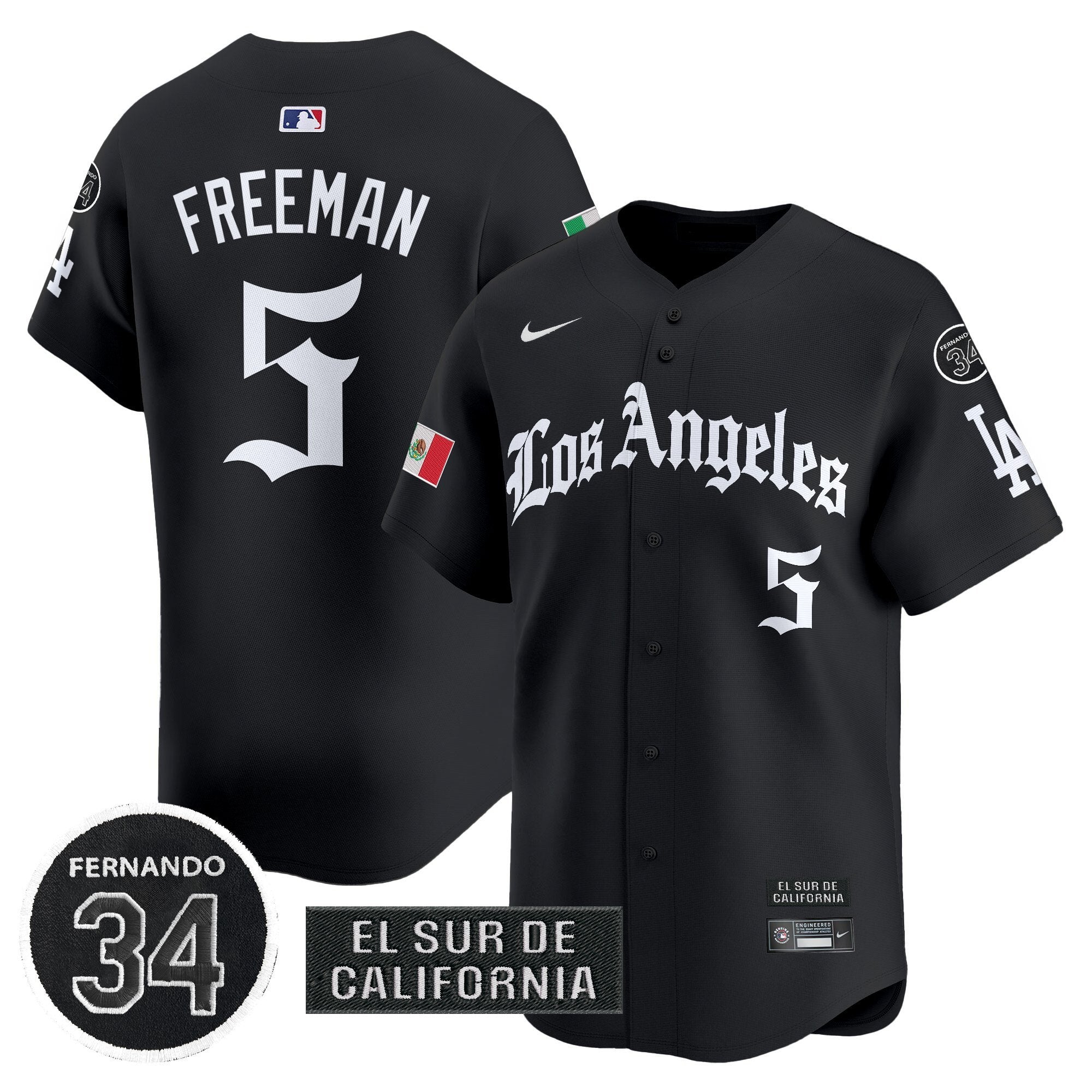 Dodgers Mexico 2025 LA Gothic Style Patch Vapor Premier Limited Jersey - Stitched