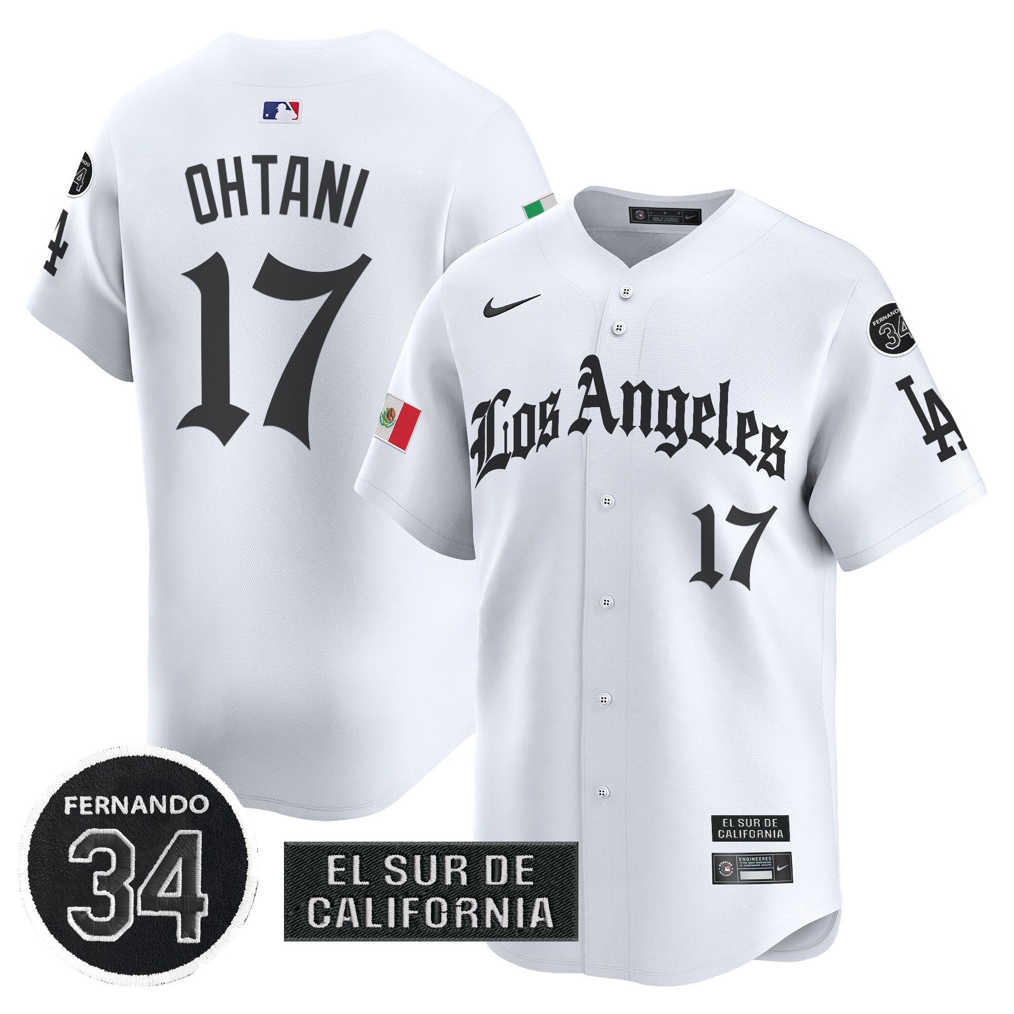 Dodgers Mexico 2025 LA Gothic Style Patch Vapor Premier Limited Jersey - Stitched