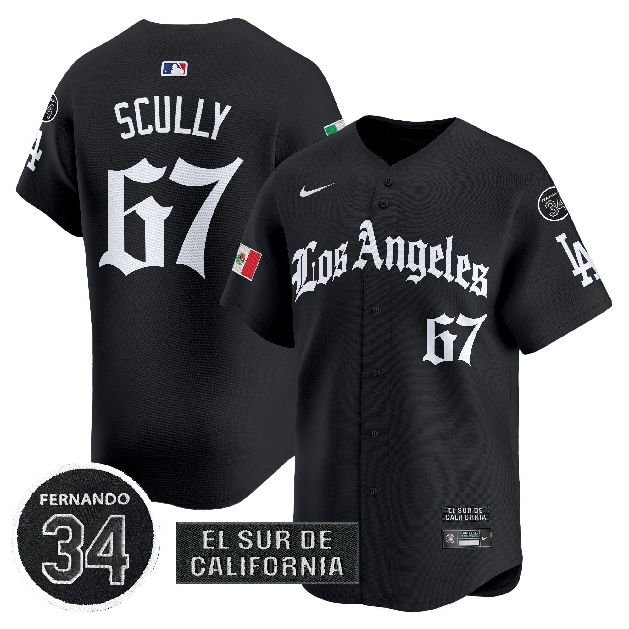 Dodgers Mexico 2025 LA Gothic Style Patch Vapor Premier Limited Jersey - Stitched