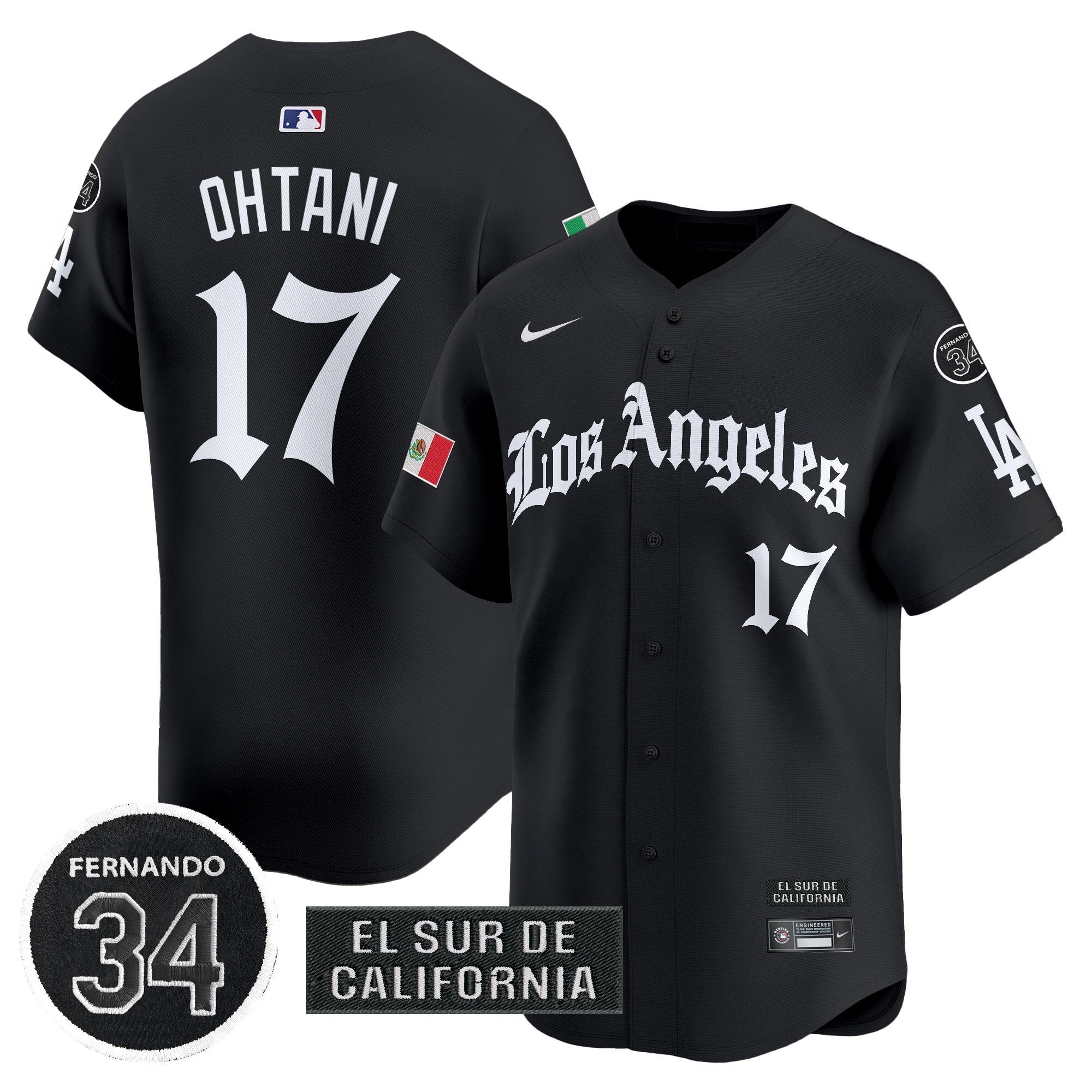 Dodgers Mexico 2025 LA Gothic Style Patch Vapor Premier Limited Jersey - Stitched