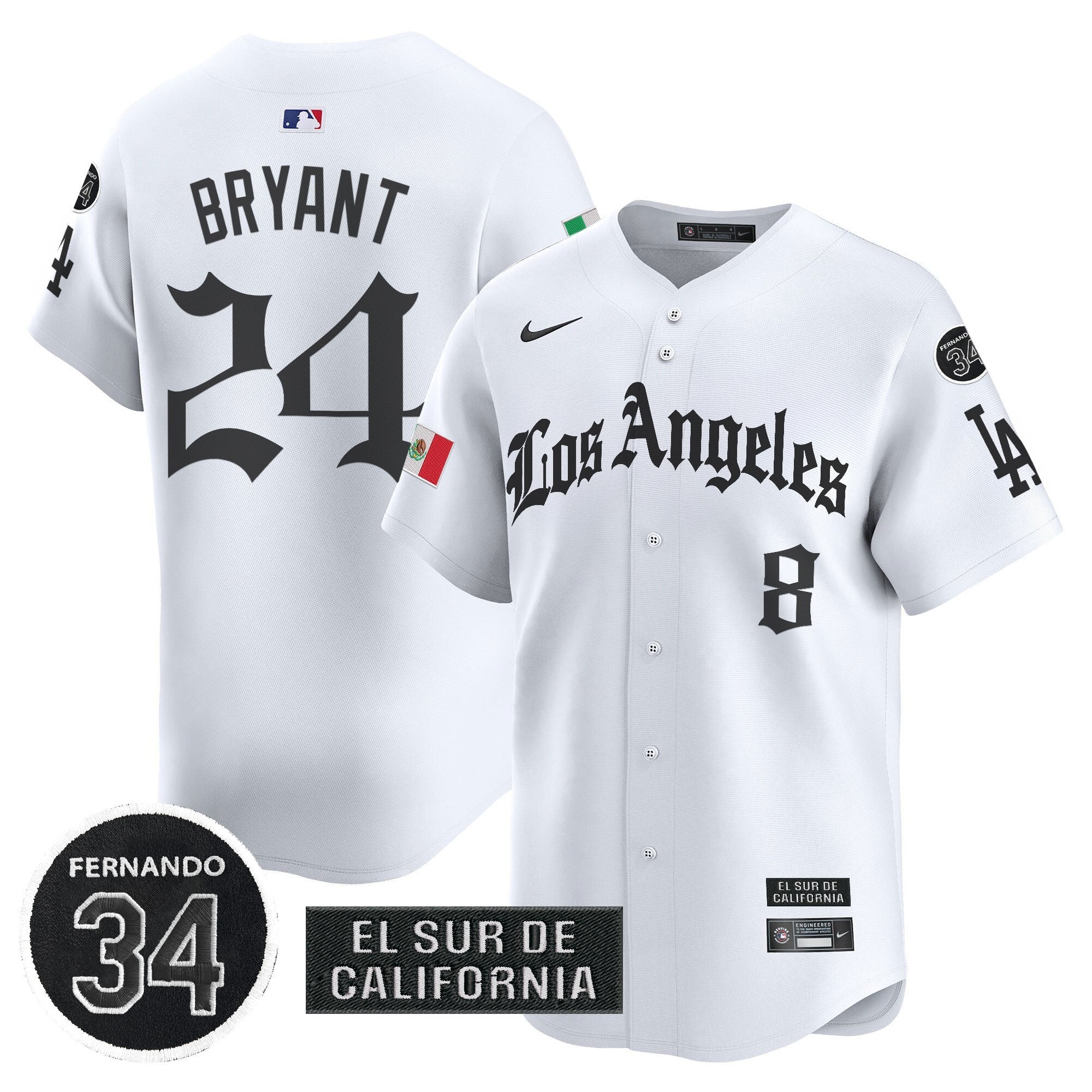 Dodgers Mexico 2025 LA Gothic Style Patch Vapor Premier Limited Jersey - Stitched