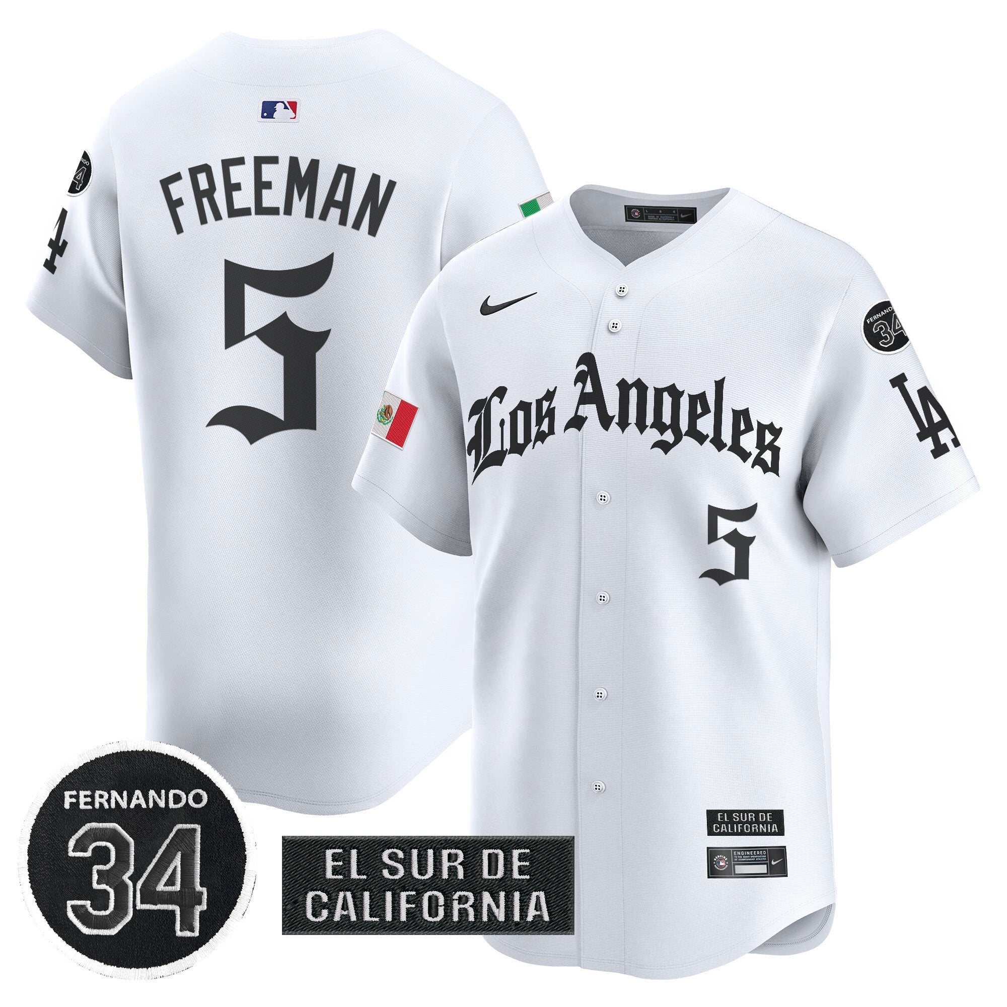 Dodgers Mexico 2025 LA Gothic Style Patch Vapor Premier Limited Jersey - Stitched