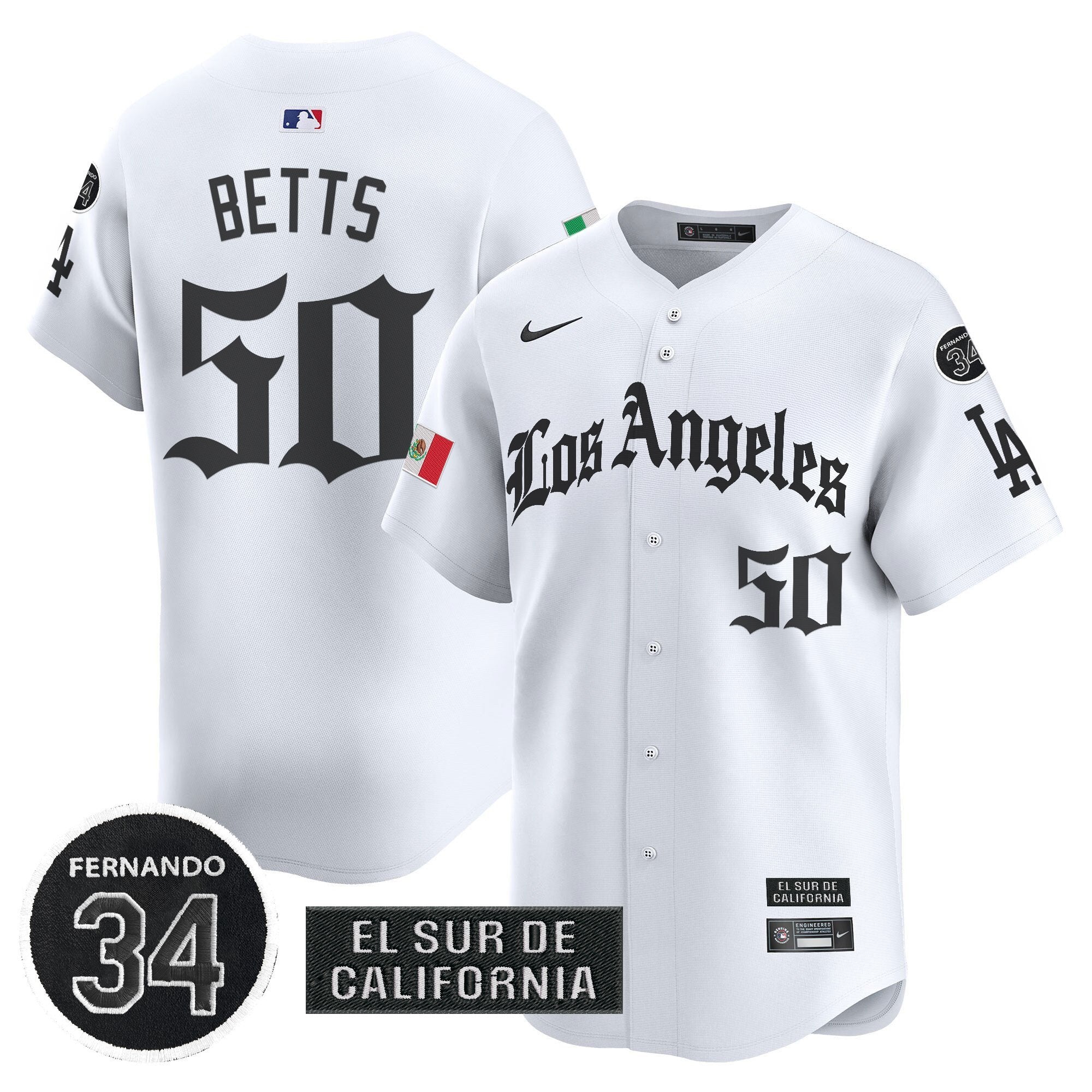 Dodgers Mexico 2025 LA Gothic Style Patch Vapor Premier Limited Jersey - Stitched