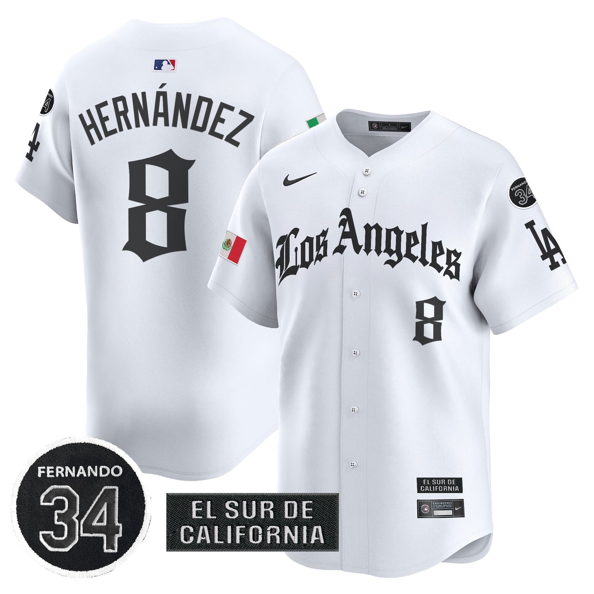Dodgers Mexico 2025 LA Gothic Style Patch Vapor Premier Limited Jersey - Stitched