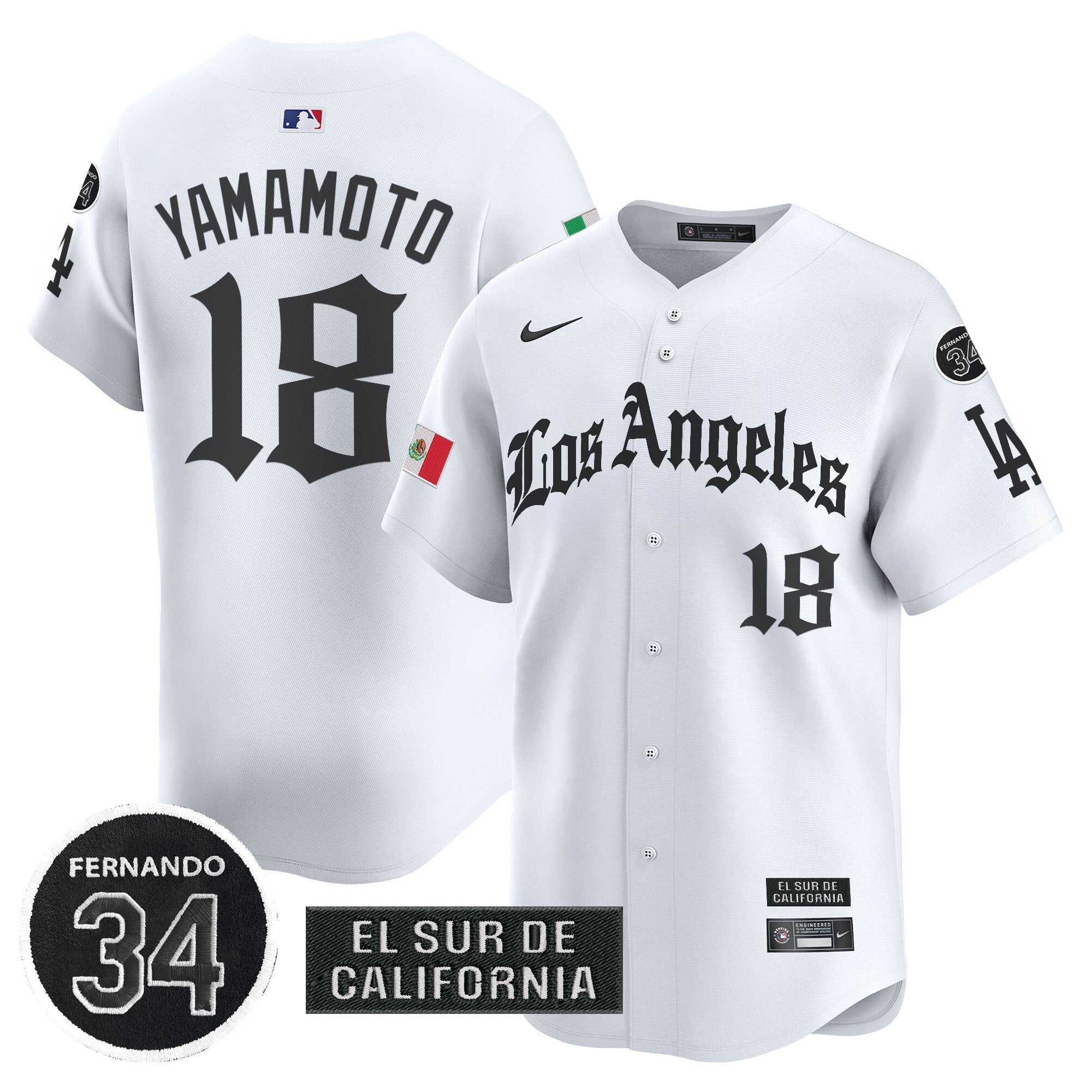 Dodgers Mexico 2025 LA Gothic Style Patch Vapor Premier Limited Jersey - Stitched