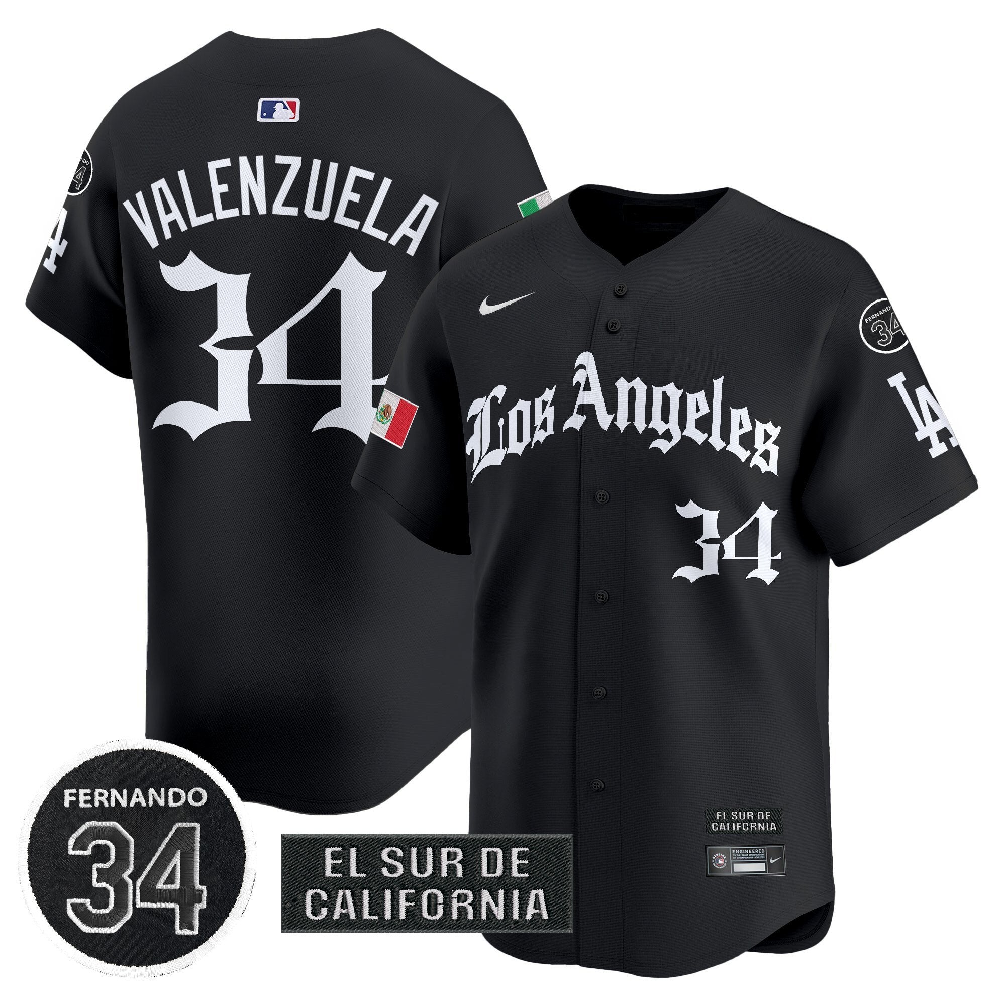 Dodgers Mexico 2025 LA Gothic Style Patch Vapor Premier Limited Jersey - Stitched
