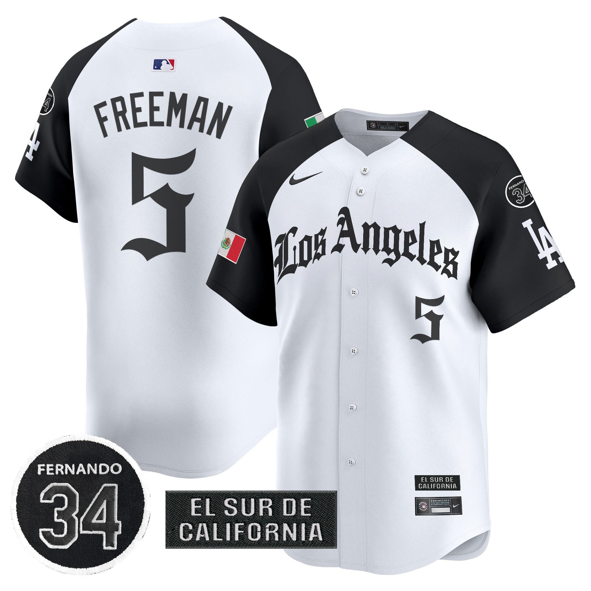 Dodgers Mexico 2025 LA Gothic Style Patch Vapor Premier Limited Jersey - Stitched