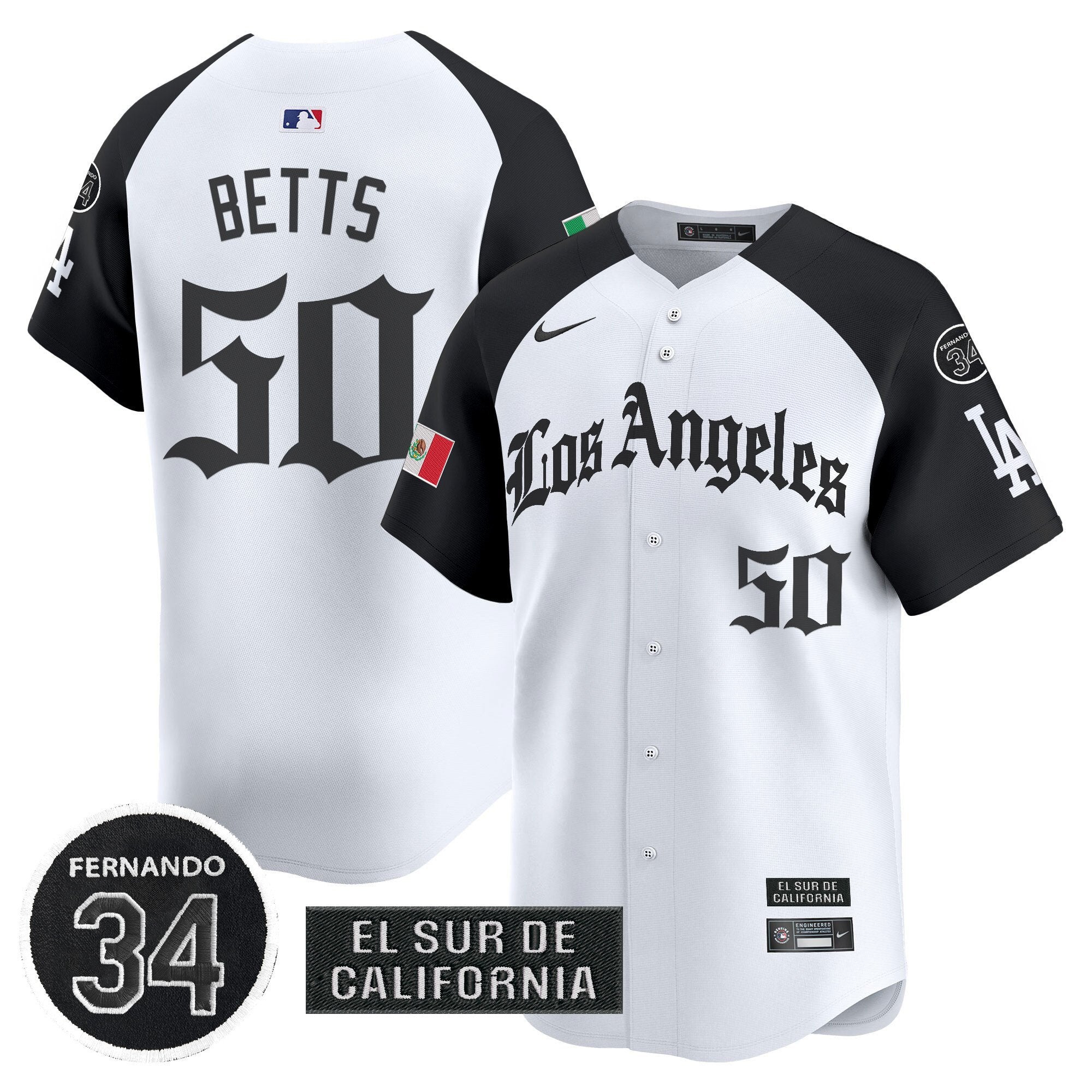 Dodgers Mexico 2025 LA Gothic Style Patch Vapor Premier Limited Jersey - Stitched