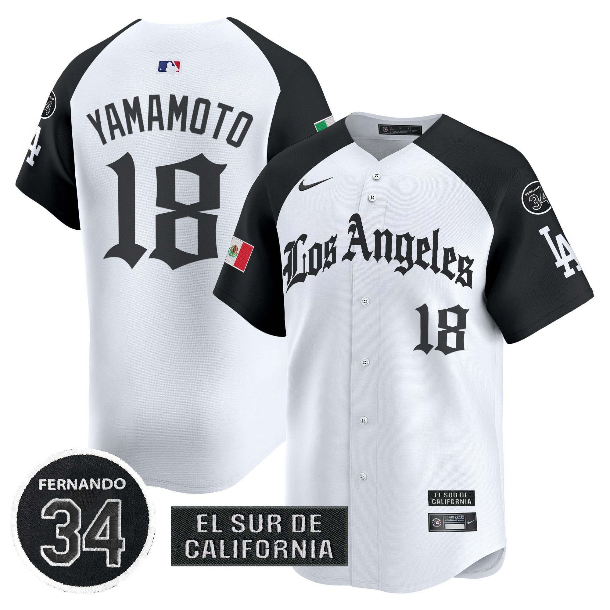 Dodgers Mexico 2025 LA Gothic Style Patch Vapor Premier Limited Jersey - Stitched