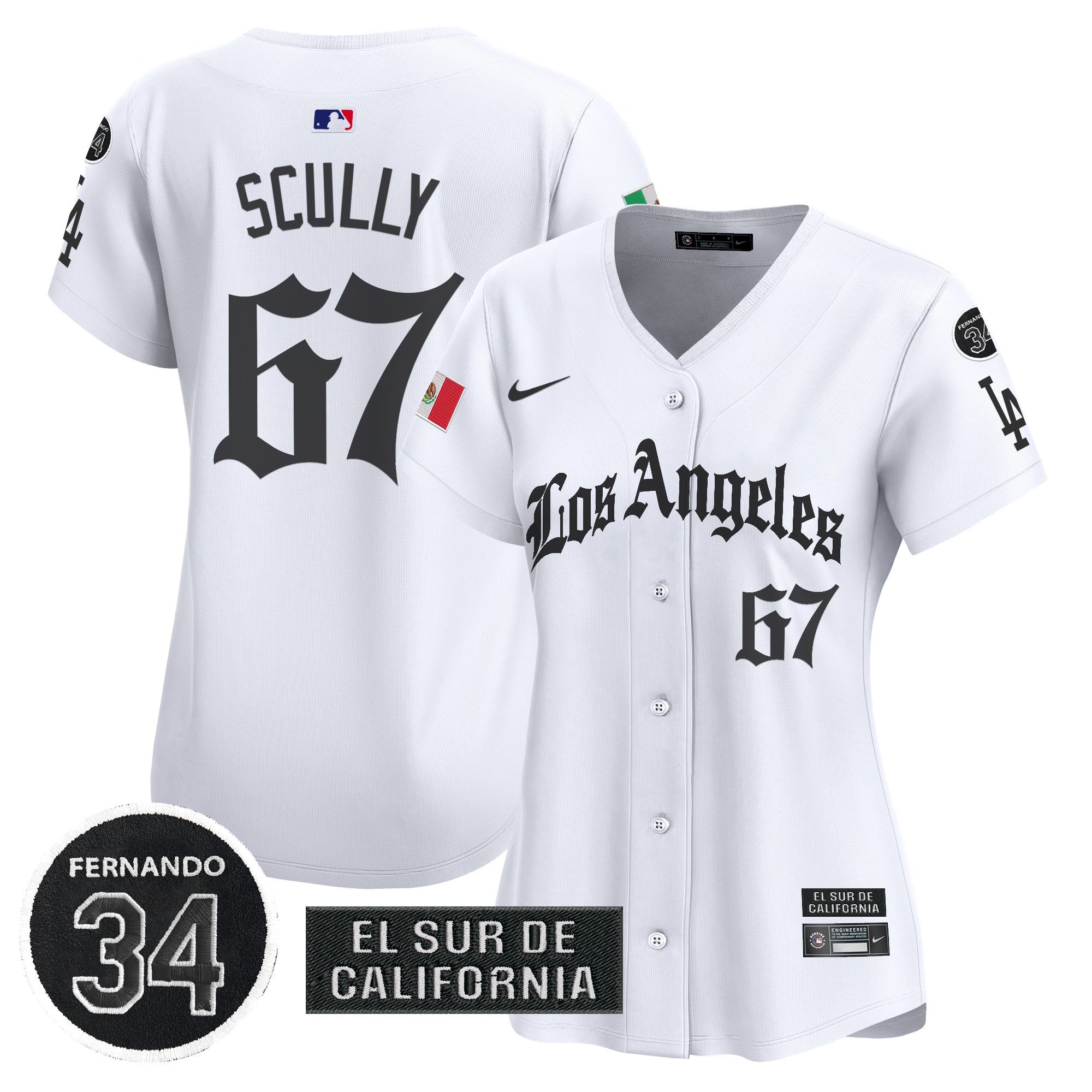 Women's Dodgers Mexico 2025 LA Gothic Style Patch Vapor Premier Limited Jersey - Stitched