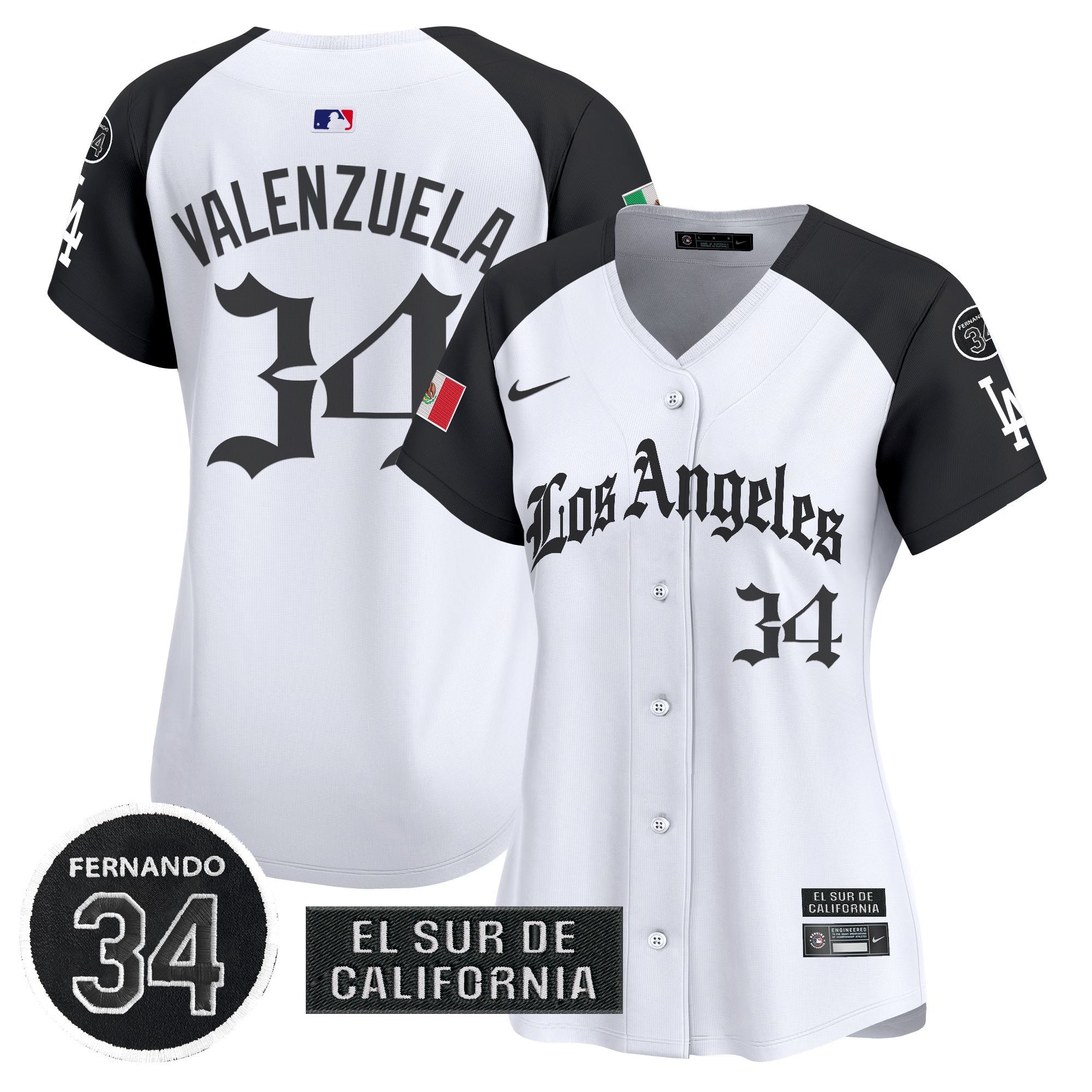 Women's Dodgers Mexico 2025 LA Gothic Style Patch Vapor Premier Limited Jersey - Stitched