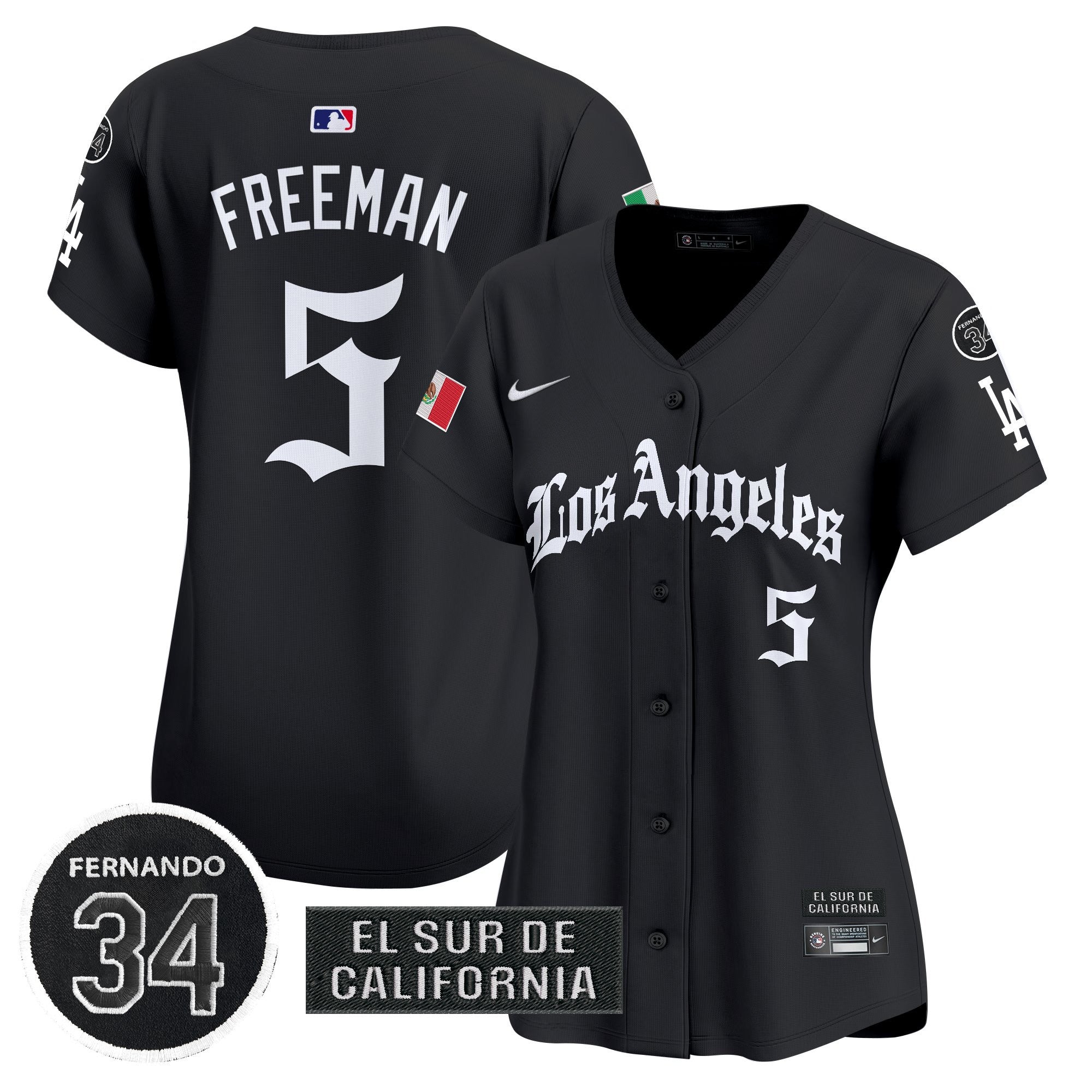 Women's Dodgers Mexico 2025 LA Gothic Style Patch Vapor Premier Limited Jersey - Stitched