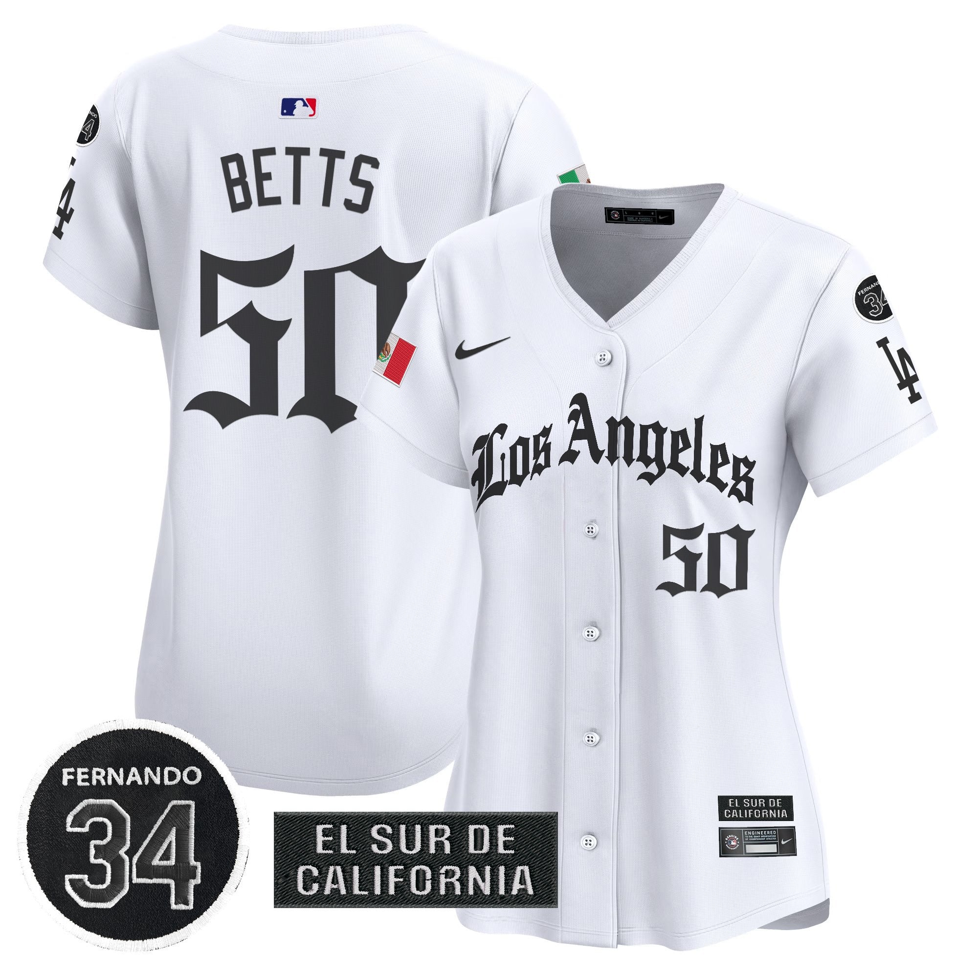 Women's Dodgers Mexico 2025 LA Gothic Style Patch Vapor Premier Limited Jersey - Stitched