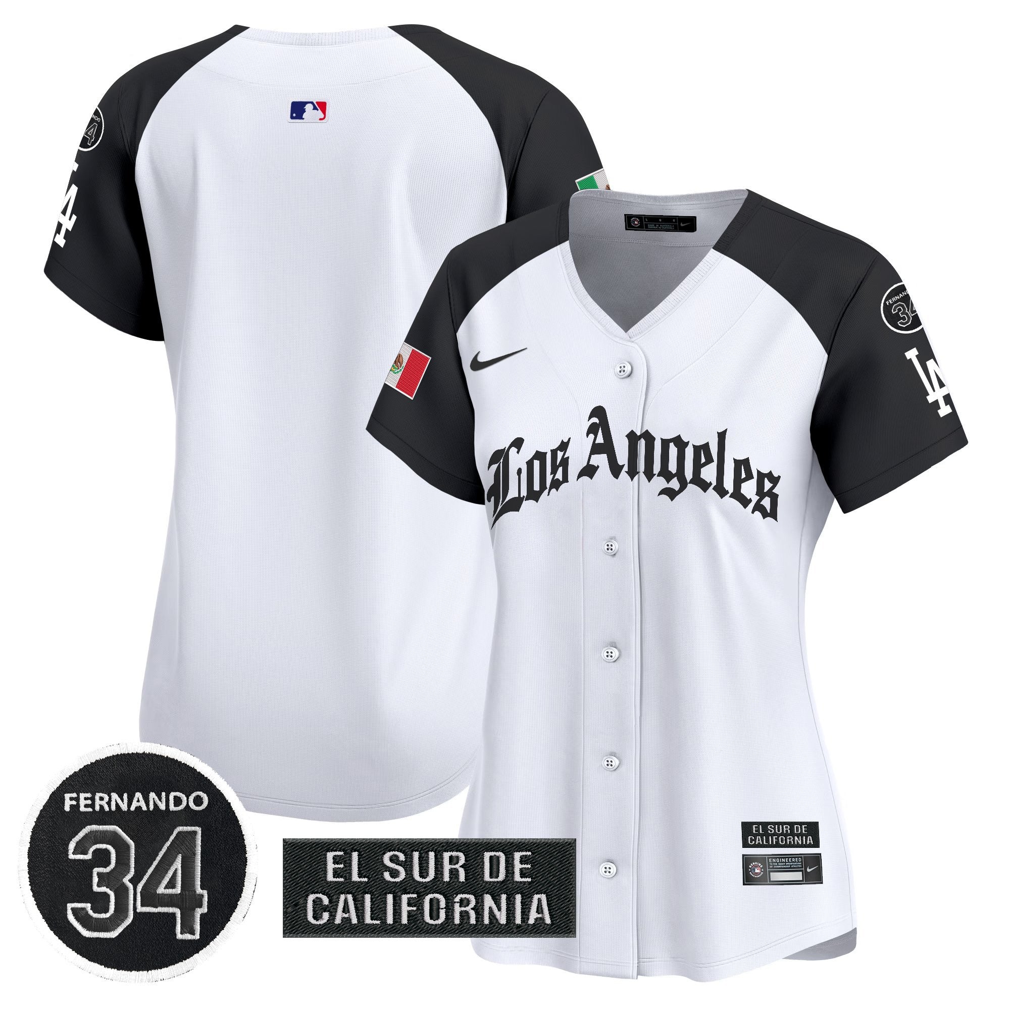 Women's Dodgers Mexico 2025 LA Gothic Style Patch Vapor Premier Limited Jersey - Stitched
