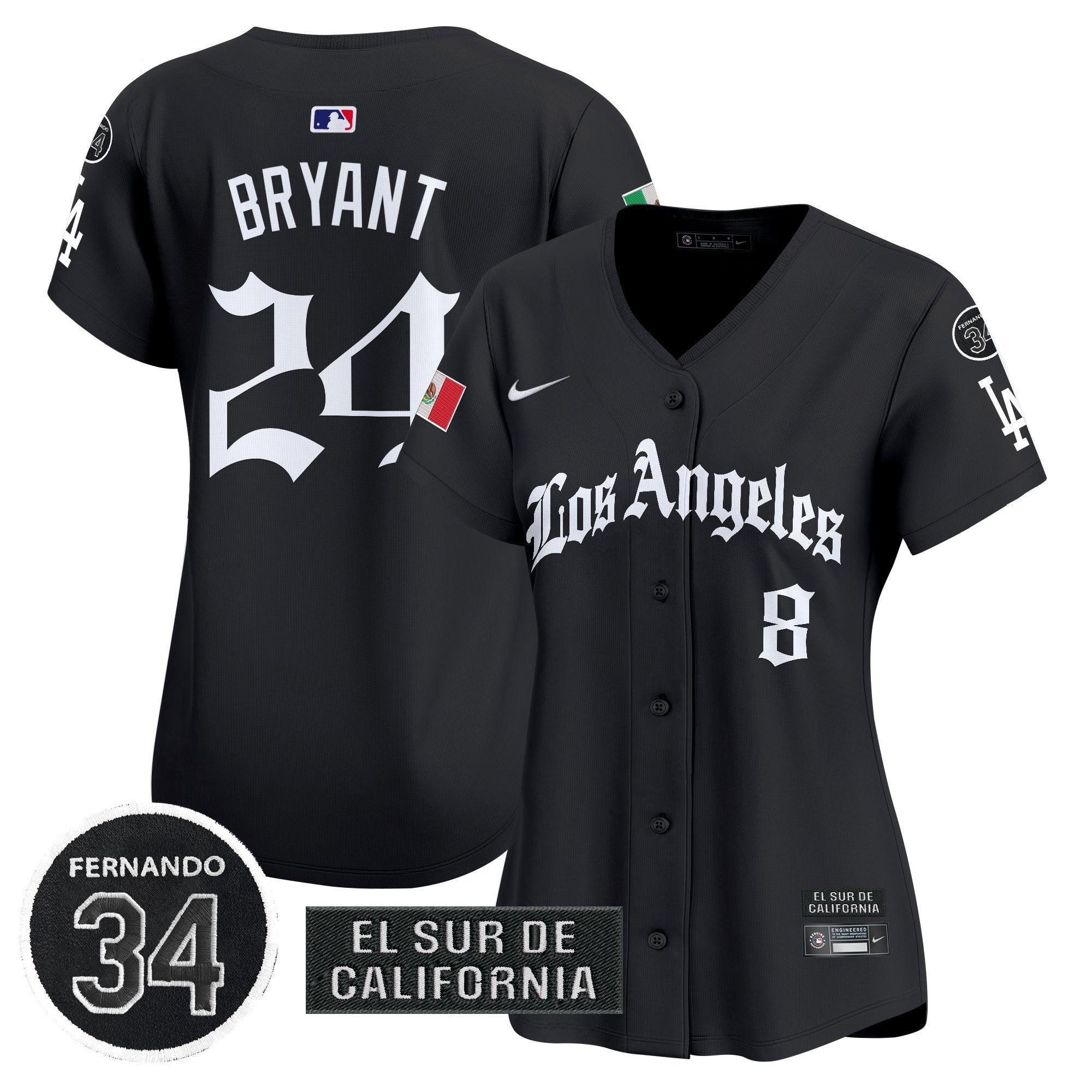 Women's Dodgers Mexico 2025 LA Gothic Style Patch Vapor Premier Limited Jersey - Stitched