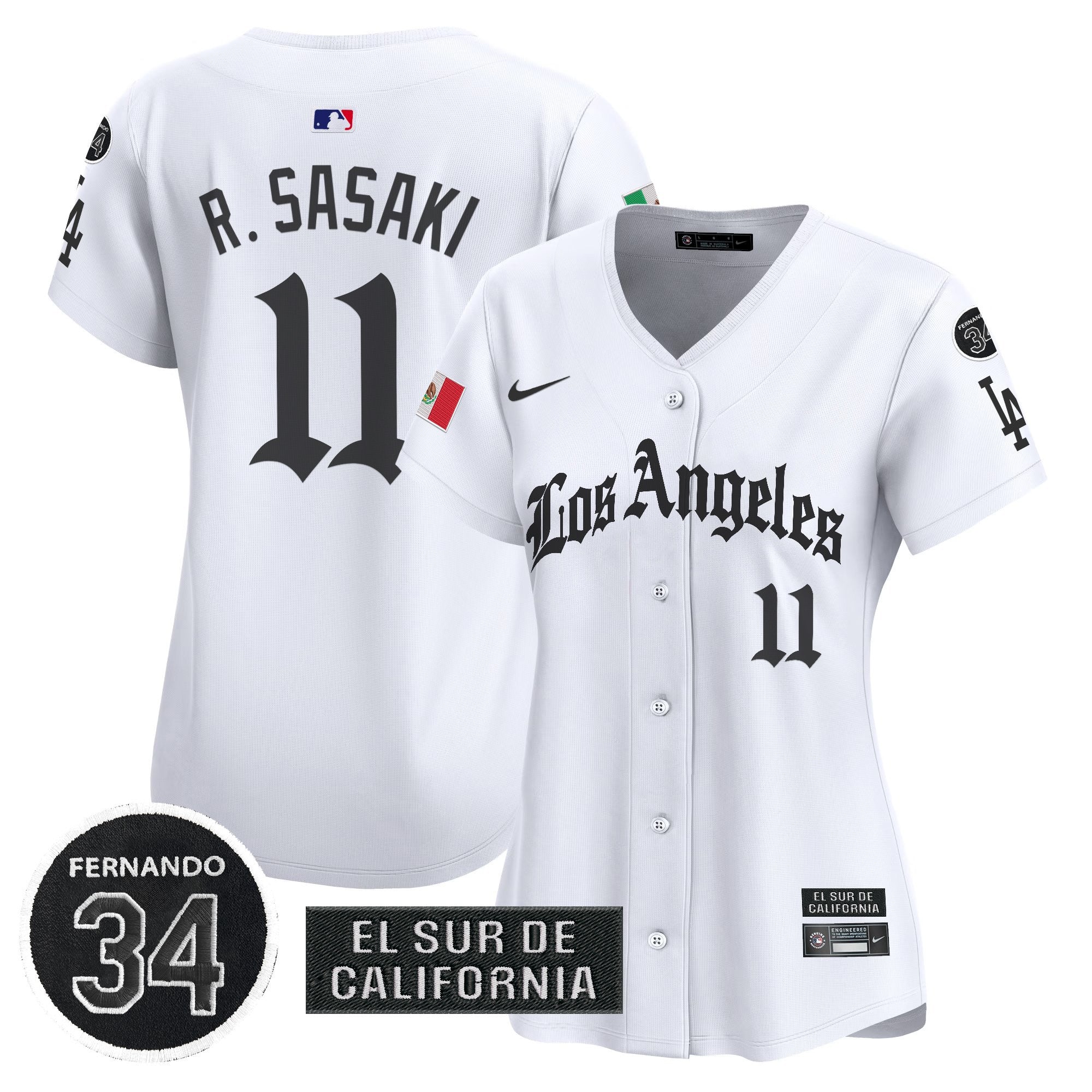 Women's Dodgers Mexico 2025 LA Gothic Style Patch Vapor Premier Limited Jersey - Stitched