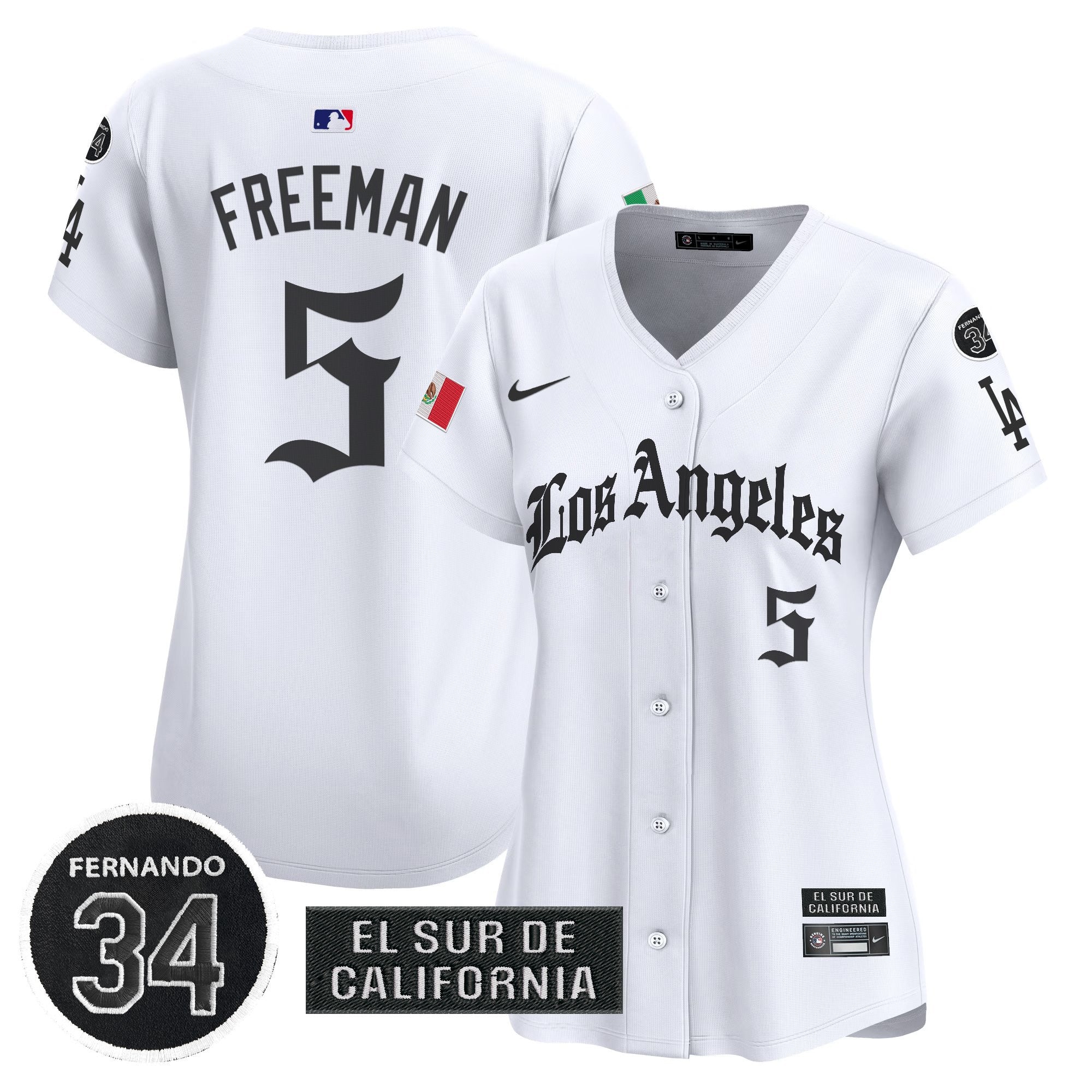 Women's Dodgers Mexico 2025 LA Gothic Style Patch Vapor Premier Limited Jersey - Stitched