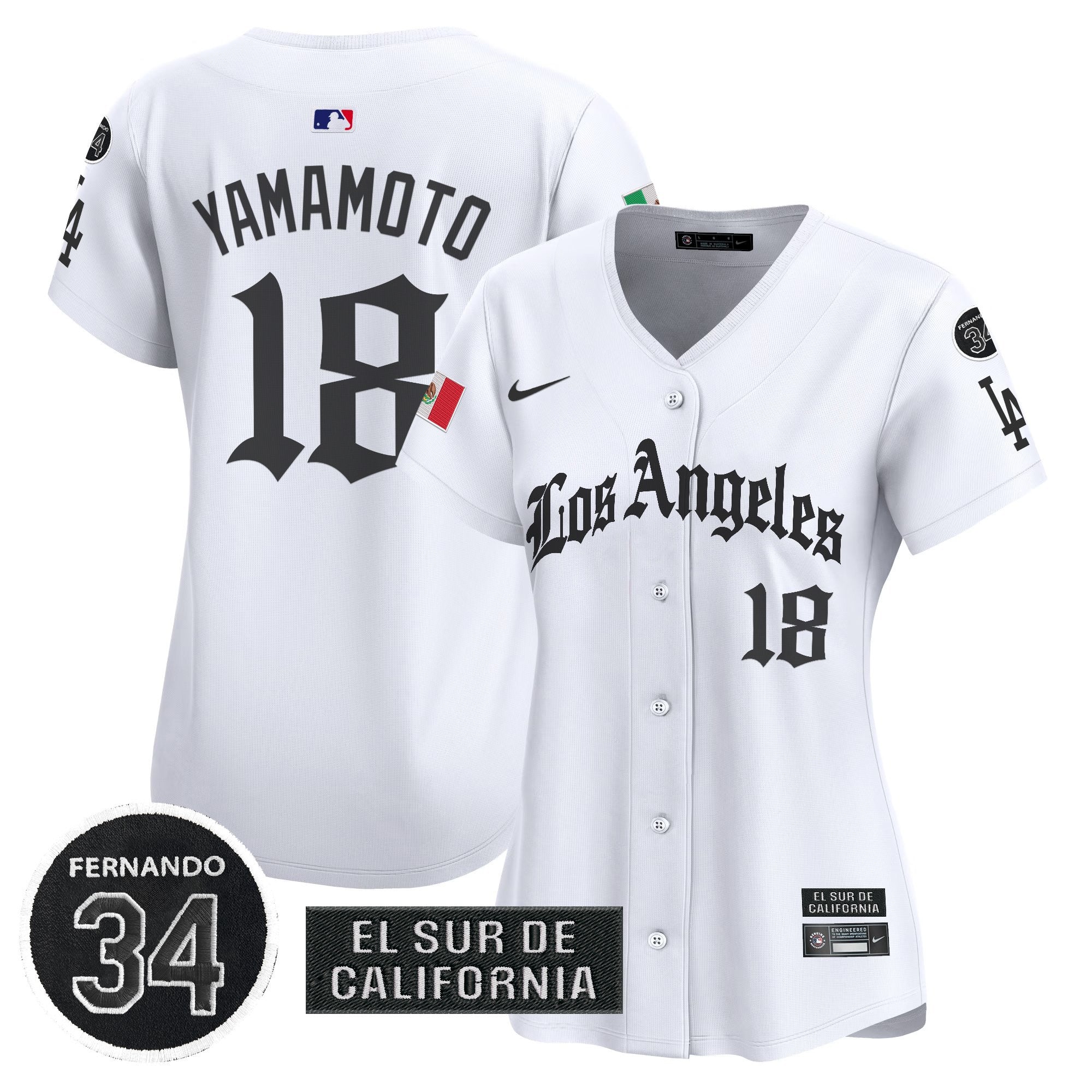 Women's Dodgers Mexico 2025 LA Gothic Style Patch Vapor Premier Limited Jersey - Stitched