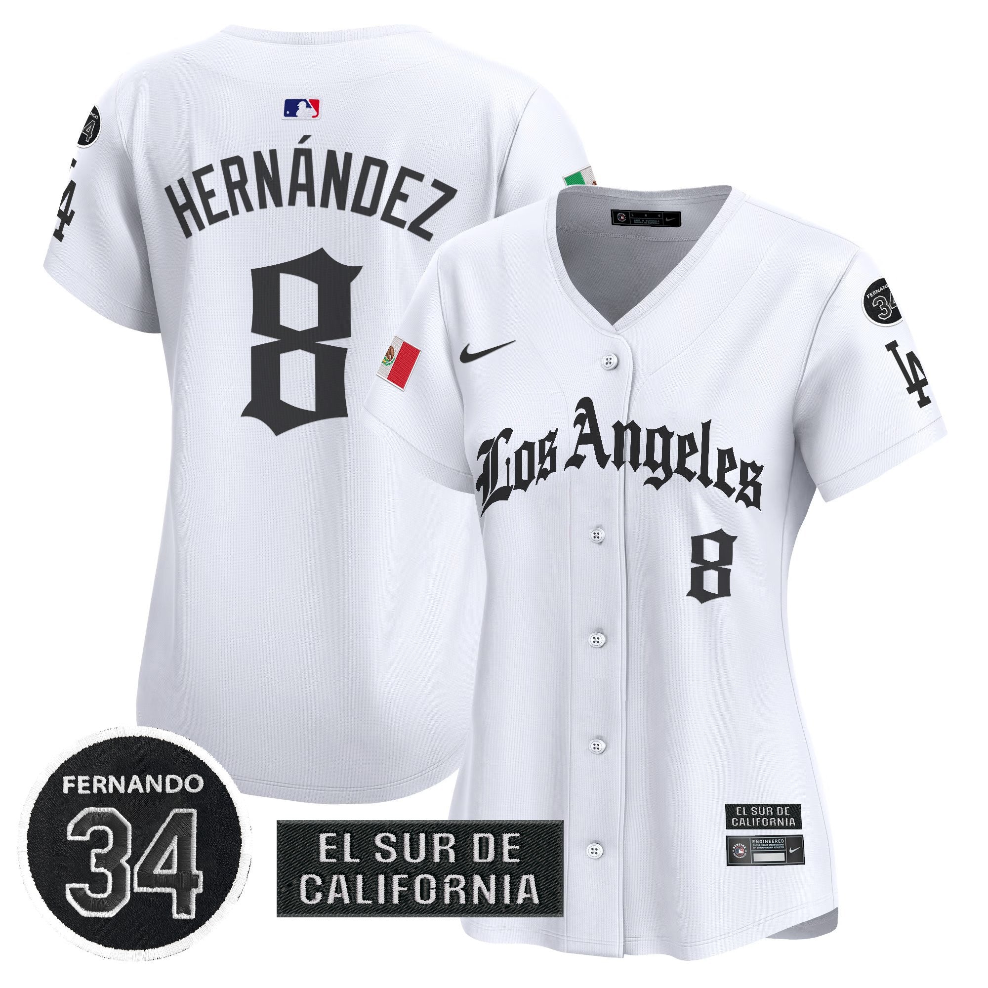 Women's Dodgers Mexico 2025 LA Gothic Style Patch Vapor Premier Limited Jersey - Stitched