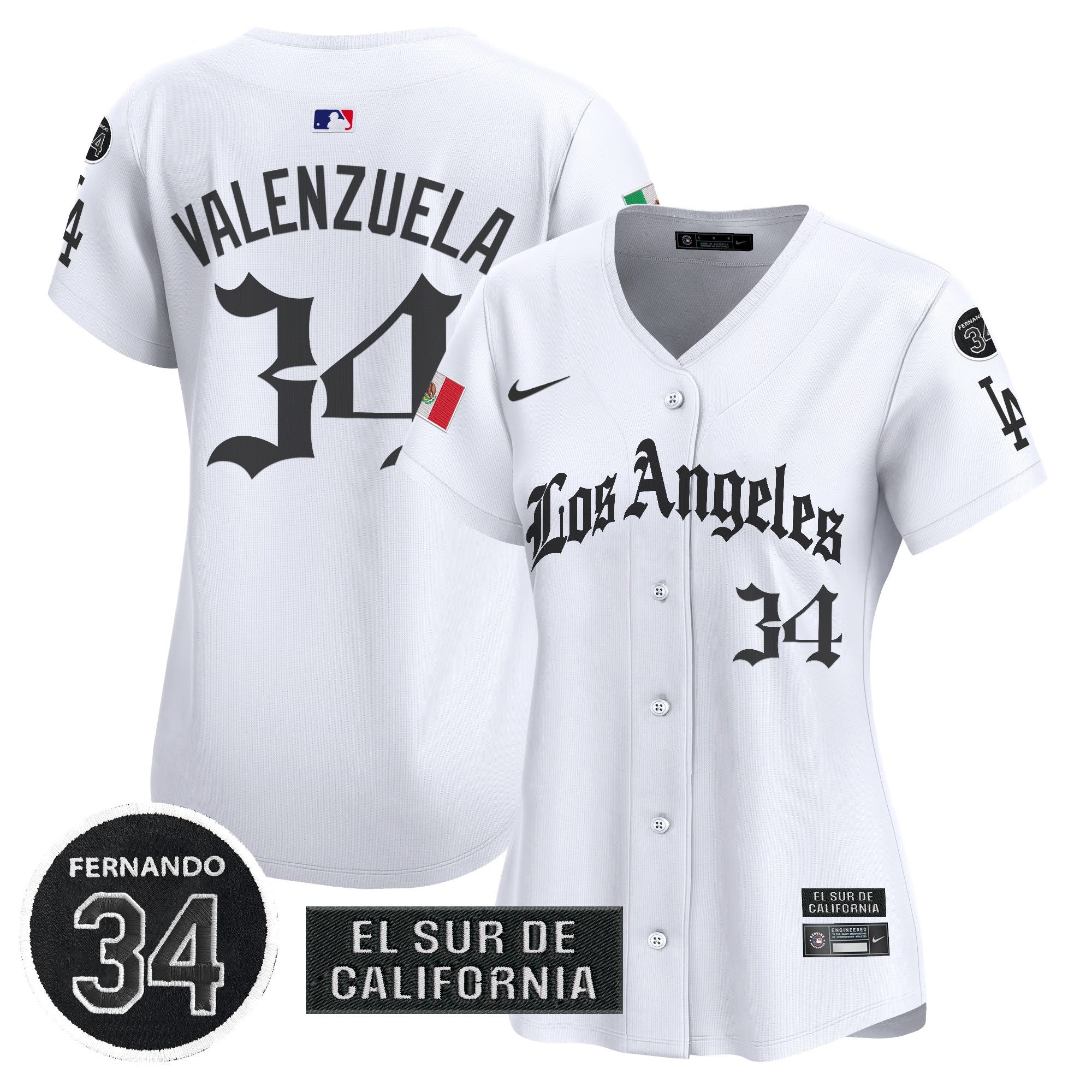 Women's Dodgers Mexico 2025 LA Gothic Style Patch Vapor Premier Limited Jersey - Stitched