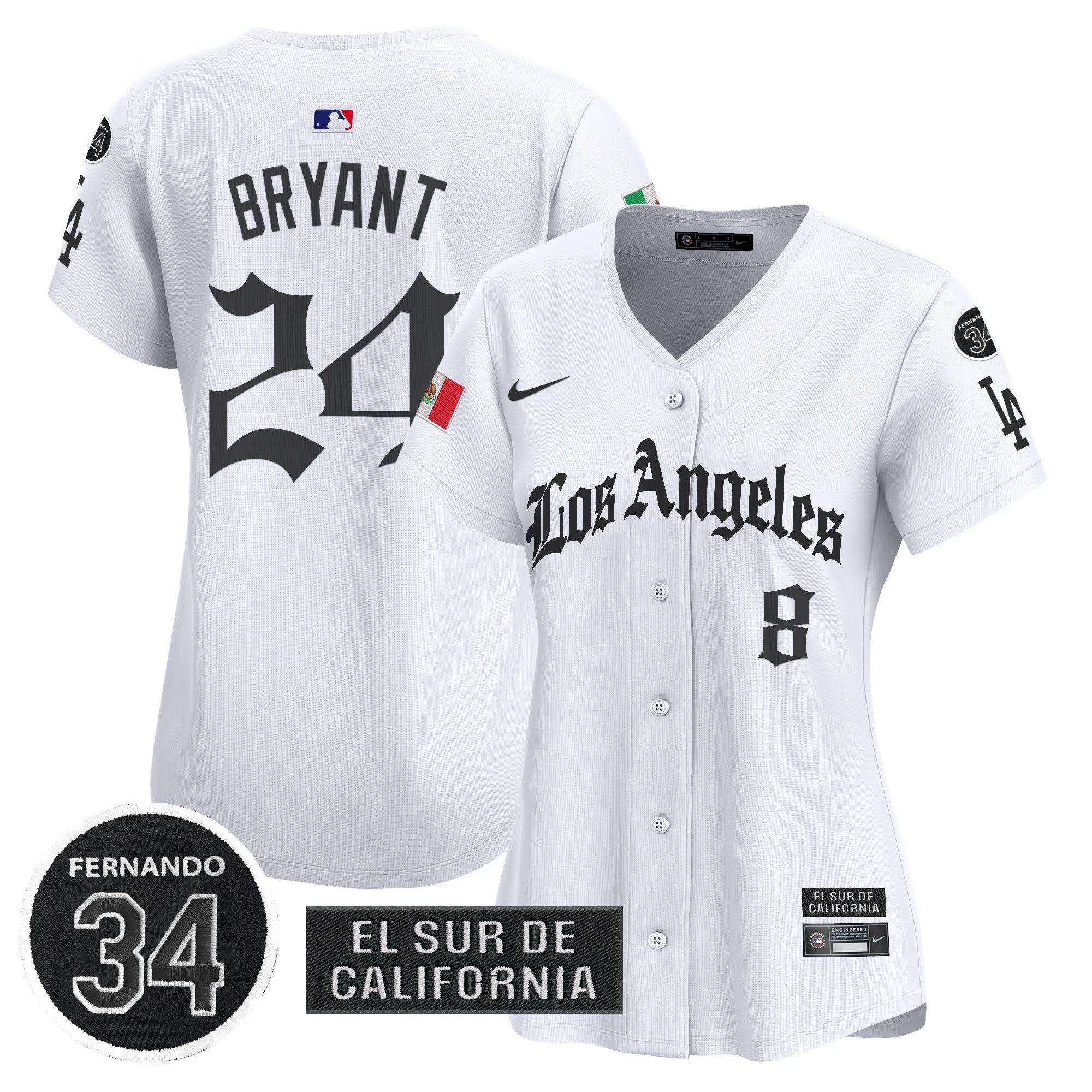 Women's Dodgers Mexico 2025 LA Gothic Style Patch Vapor Premier Limited Jersey - Stitched