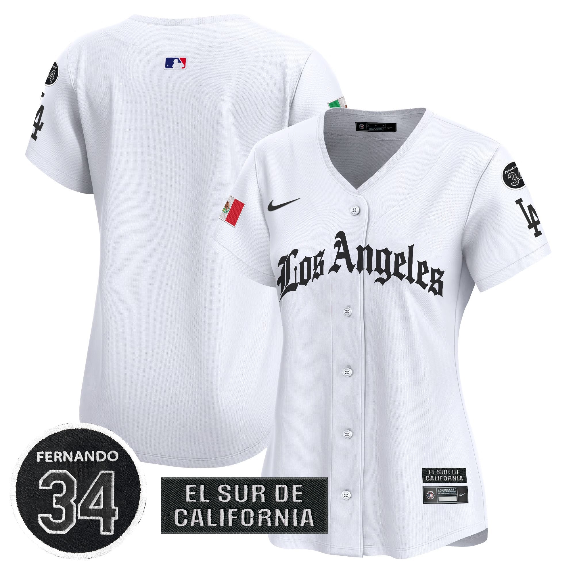 Women's Dodgers Mexico 2025 LA Gothic Style Patch Vapor Premier Limited Jersey - Stitched
