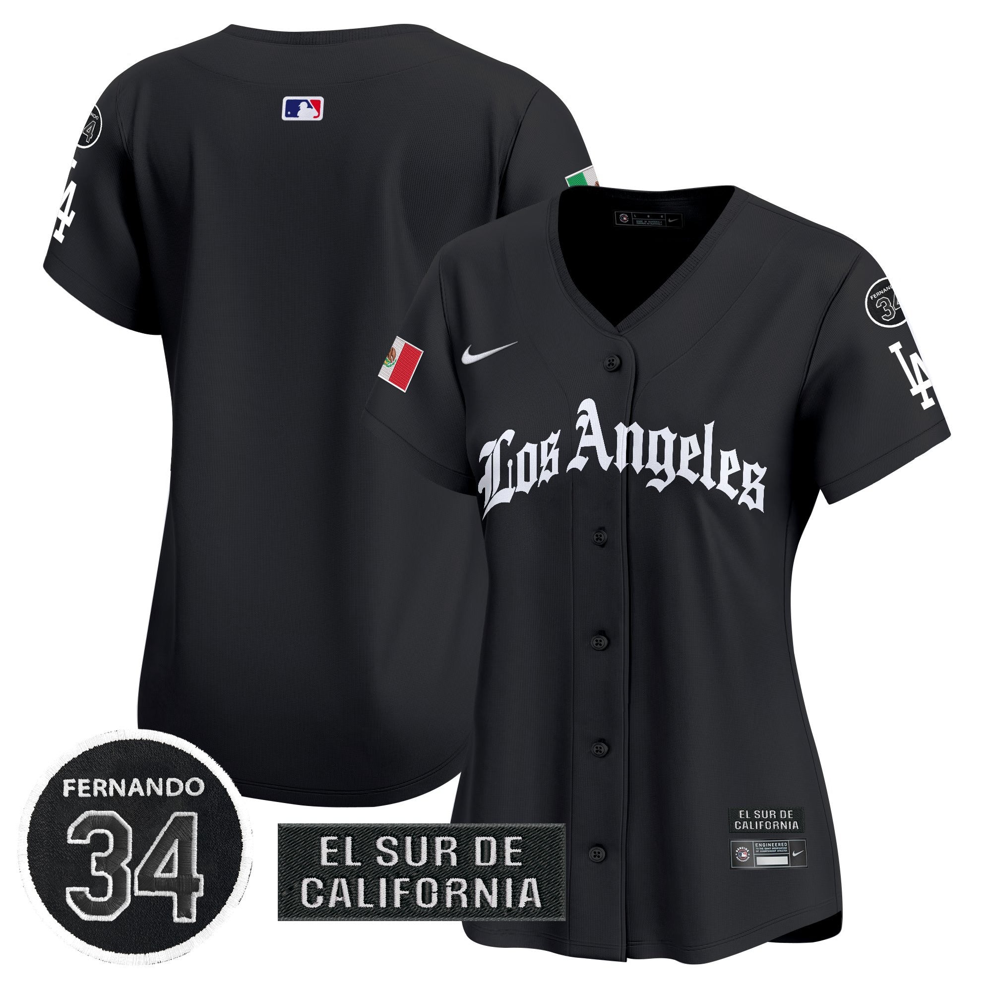 Women's Dodgers Mexico 2025 LA Gothic Style Patch Vapor Premier Limited Jersey - Stitched