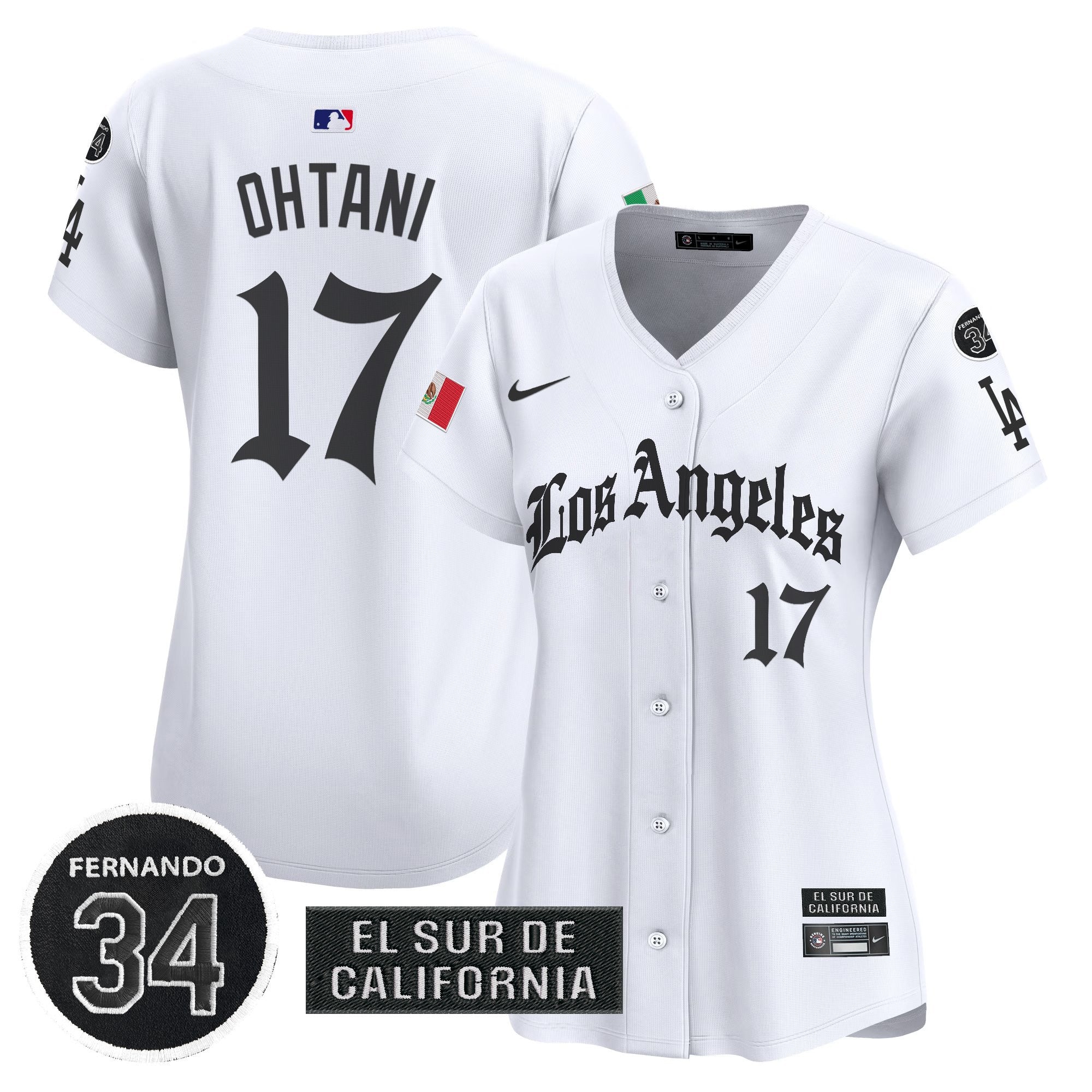 Women's Dodgers Mexico 2025 LA Gothic Style Patch Vapor Premier Limited Jersey - Stitched