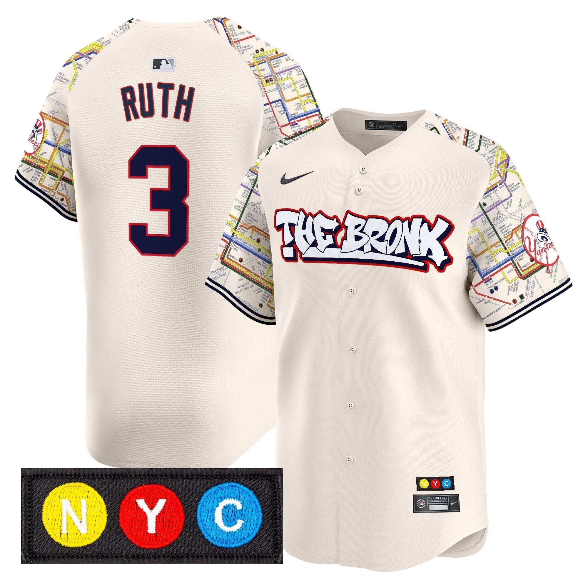 NYY The Bronx Subway Style Vapor Premier Limited Jersey - Stitched