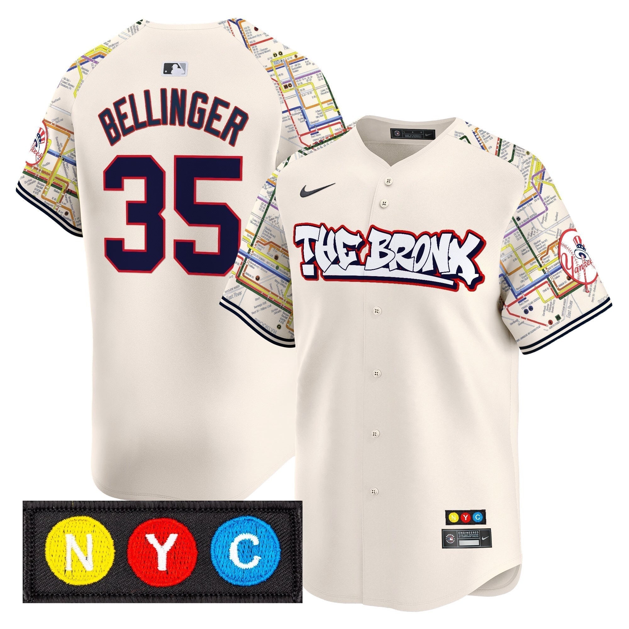 NYY The Bronx Subway Style Vapor Premier Limited Jersey - Stitched