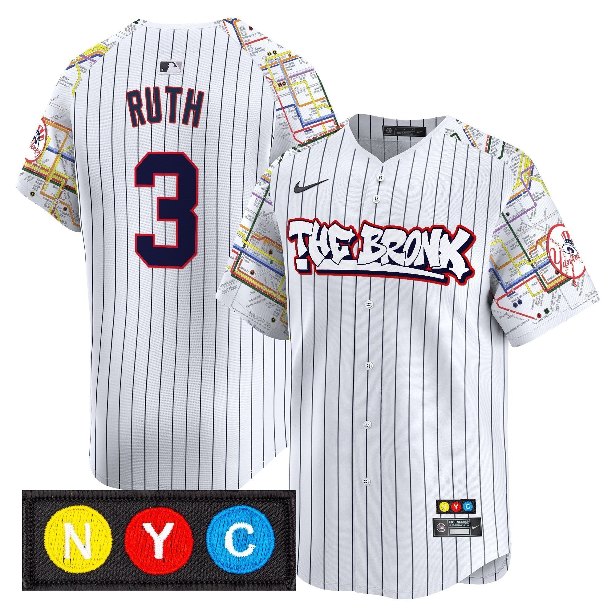 NYY The Bronx Subway Style Vapor Premier Limited Jersey - Stitched
