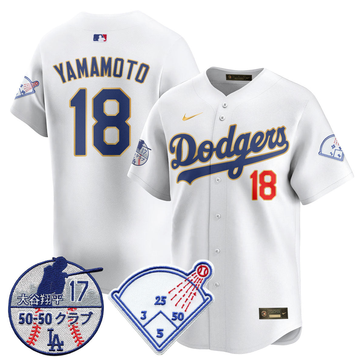 Men's Los Angeles Dodgers Vapor Limited Jersey - Shohei Ohtani Patch - All Stitched
