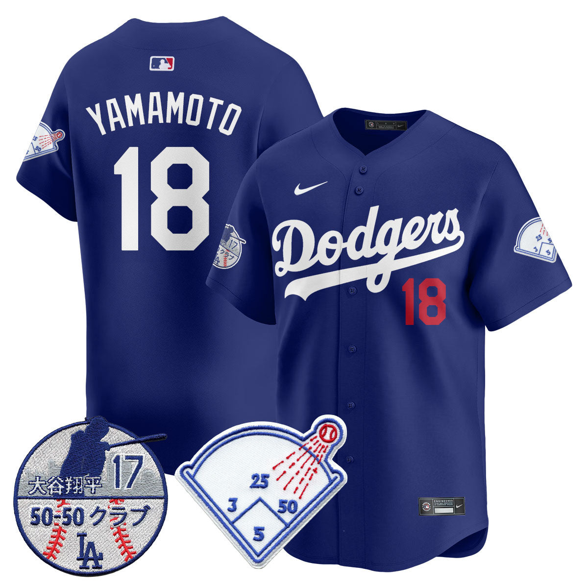 Men's Los Angeles Dodgers Vapor Limited Jersey - Shohei Ohtani Patch - All Stitched
