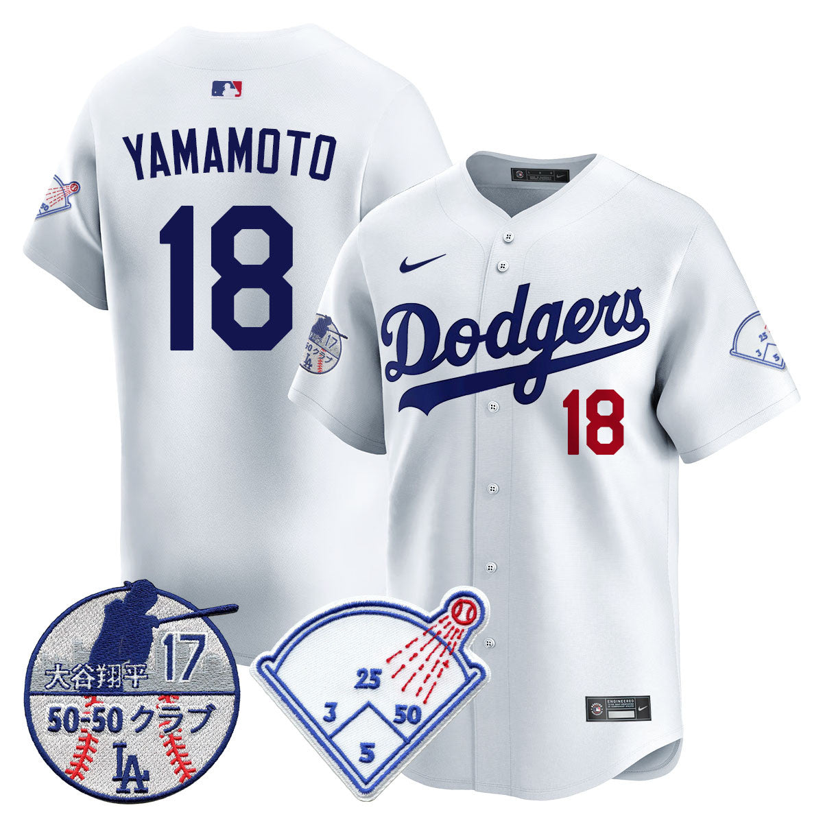 Men's Los Angeles Dodgers Vapor Limited Jersey - Shohei Ohtani Patch - All Stitched
