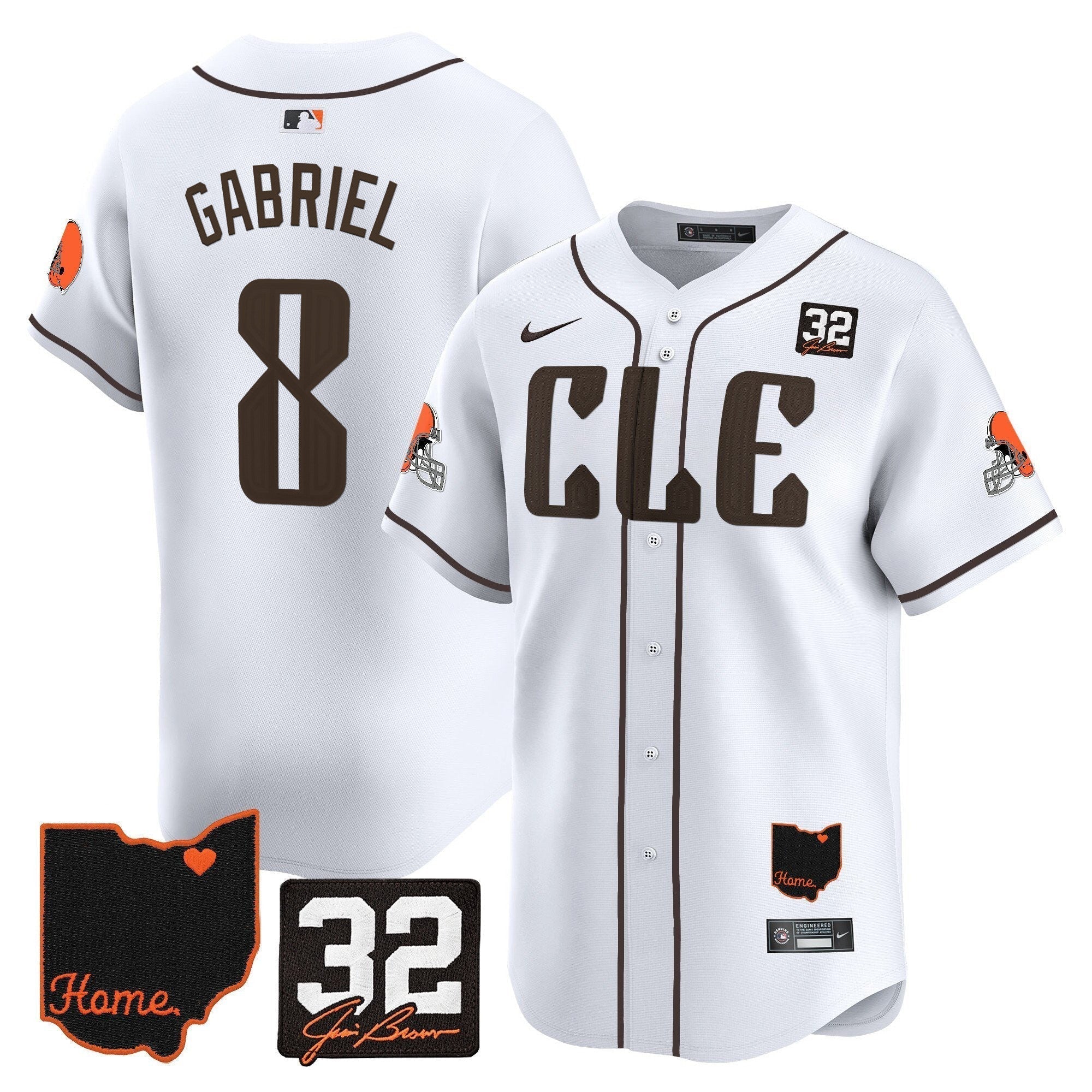 Browns #32 Jim Brown Memorial & Home Patch Vapor Premier Limited Jersey - Stitched