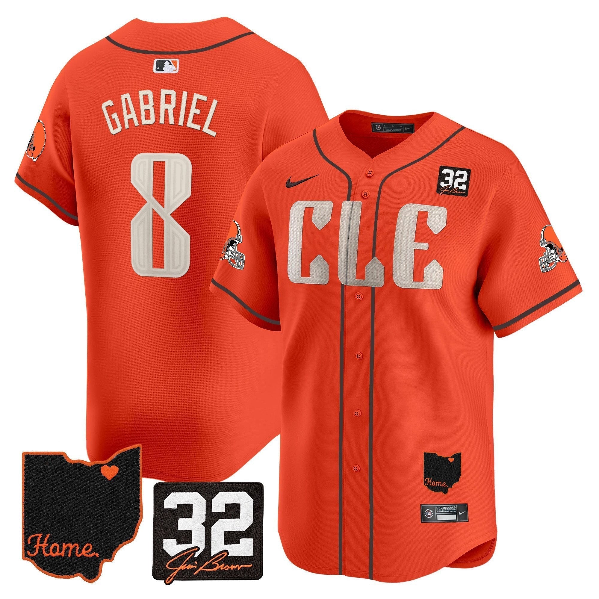 Browns #32 Jim Brown Memorial & Home Patch Vapor Premier Limited Jersey - Stitched