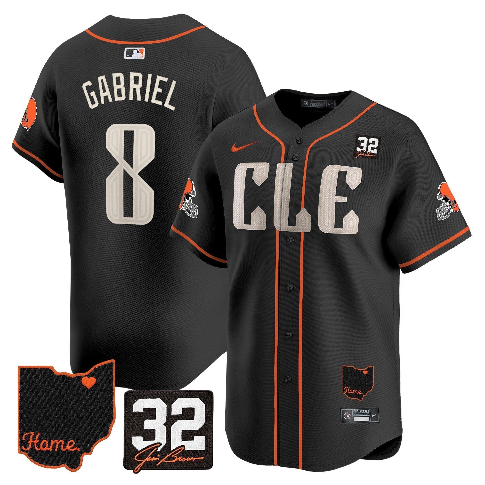 Browns #32 Jim Brown Memorial & Home Patch Vapor Premier Limited Jersey - Stitched