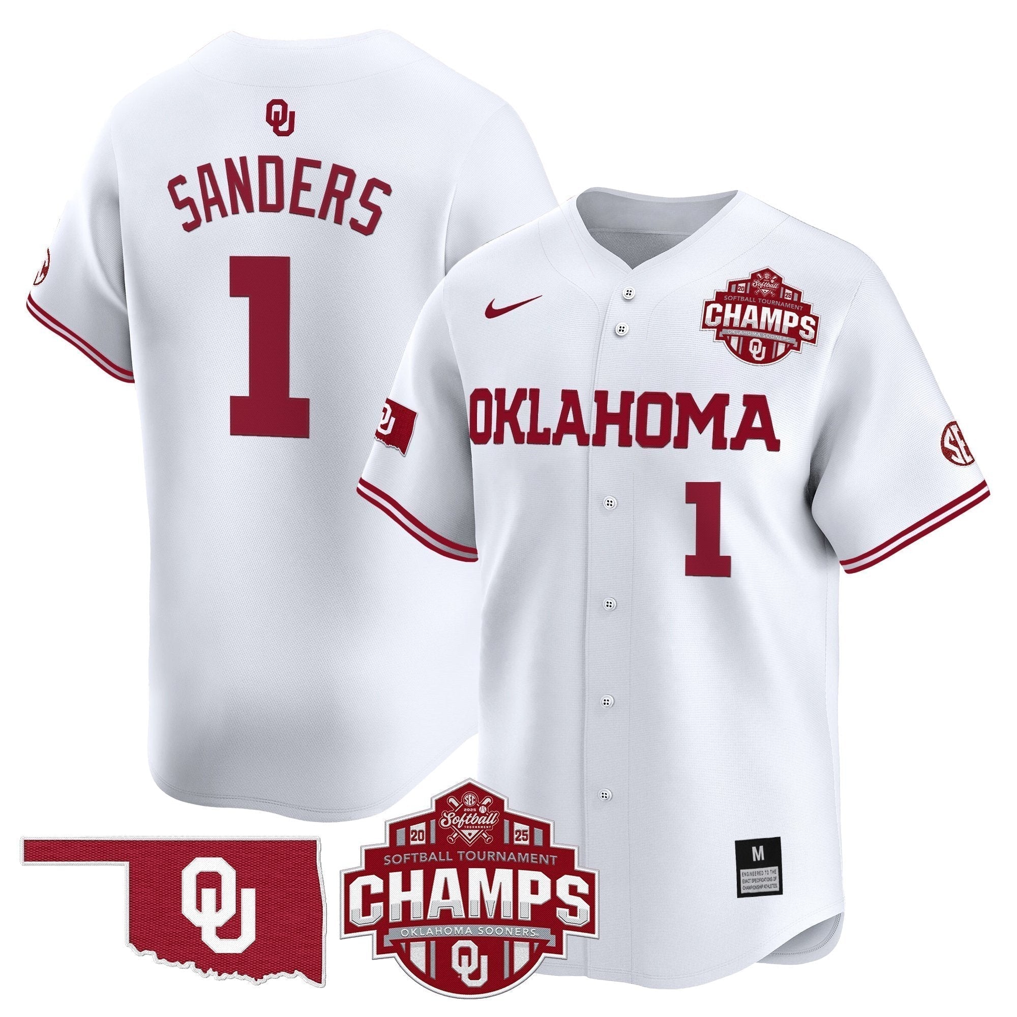 OU 2025 SEC Softball Conference Tournament Champions Patch Vapor Premier Limited Jersey - Stitched