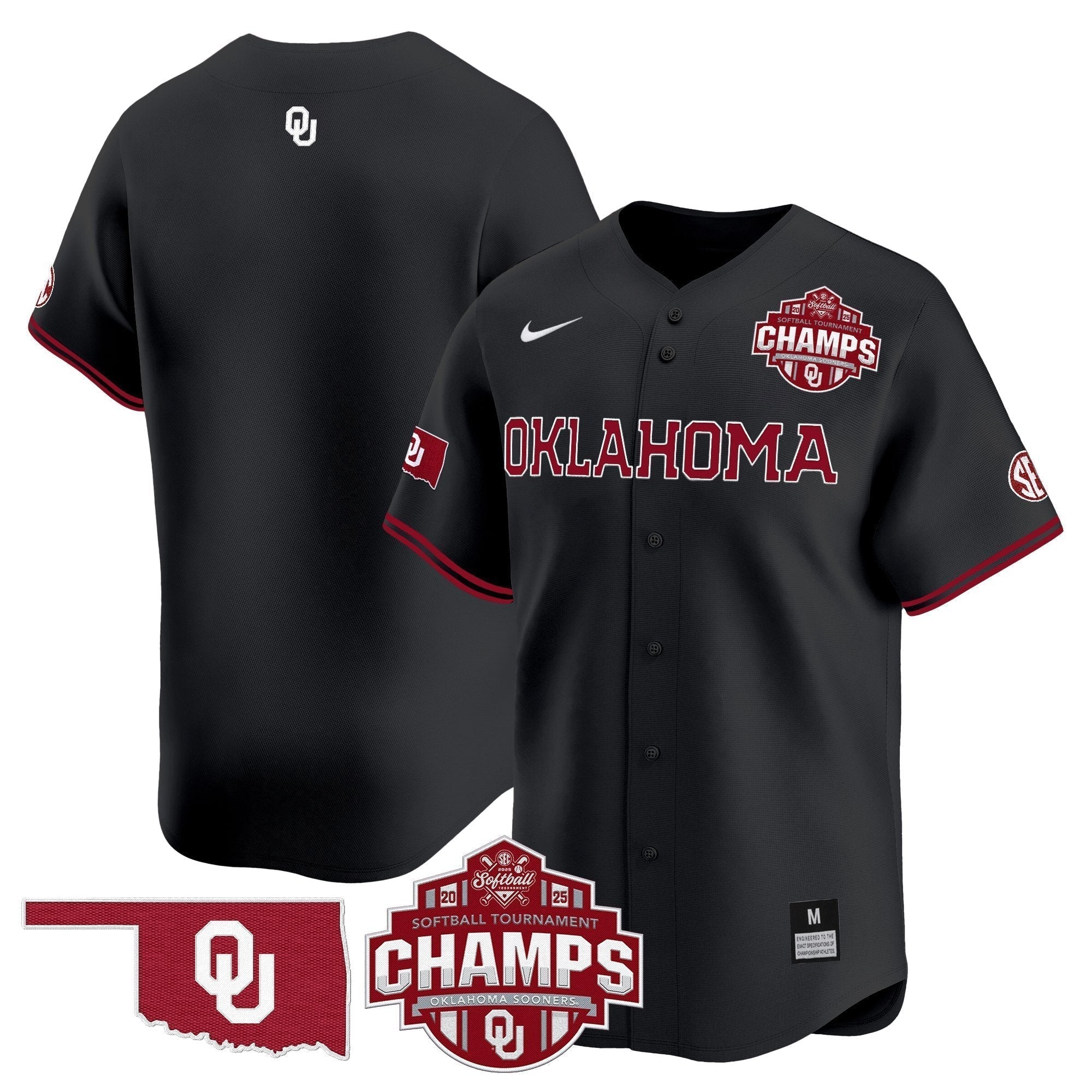 OU 2025 SEC Softball Conference Tournament Champions Patch Vapor Premier Limited Jersey - Stitched