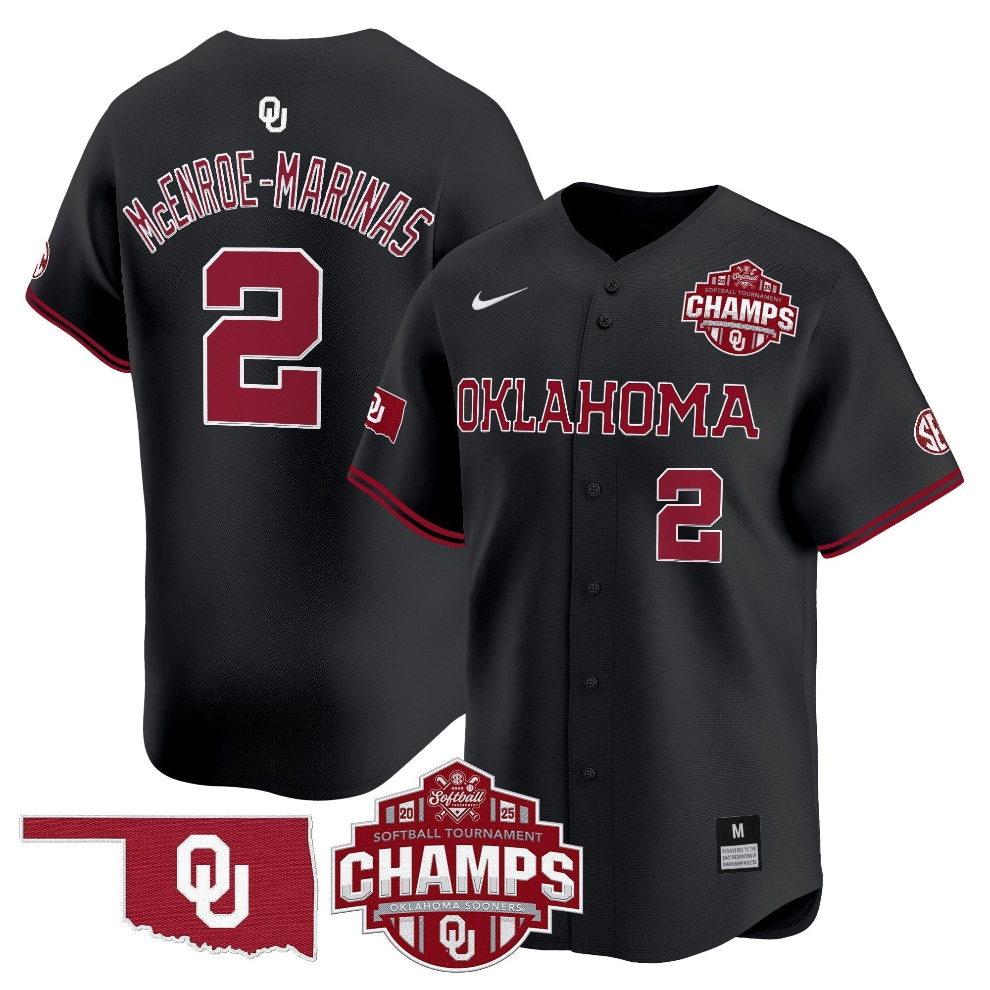 OU 2025 SEC Softball Conference Tournament Champions Patch Vapor Premier Limited Jersey - Stitched