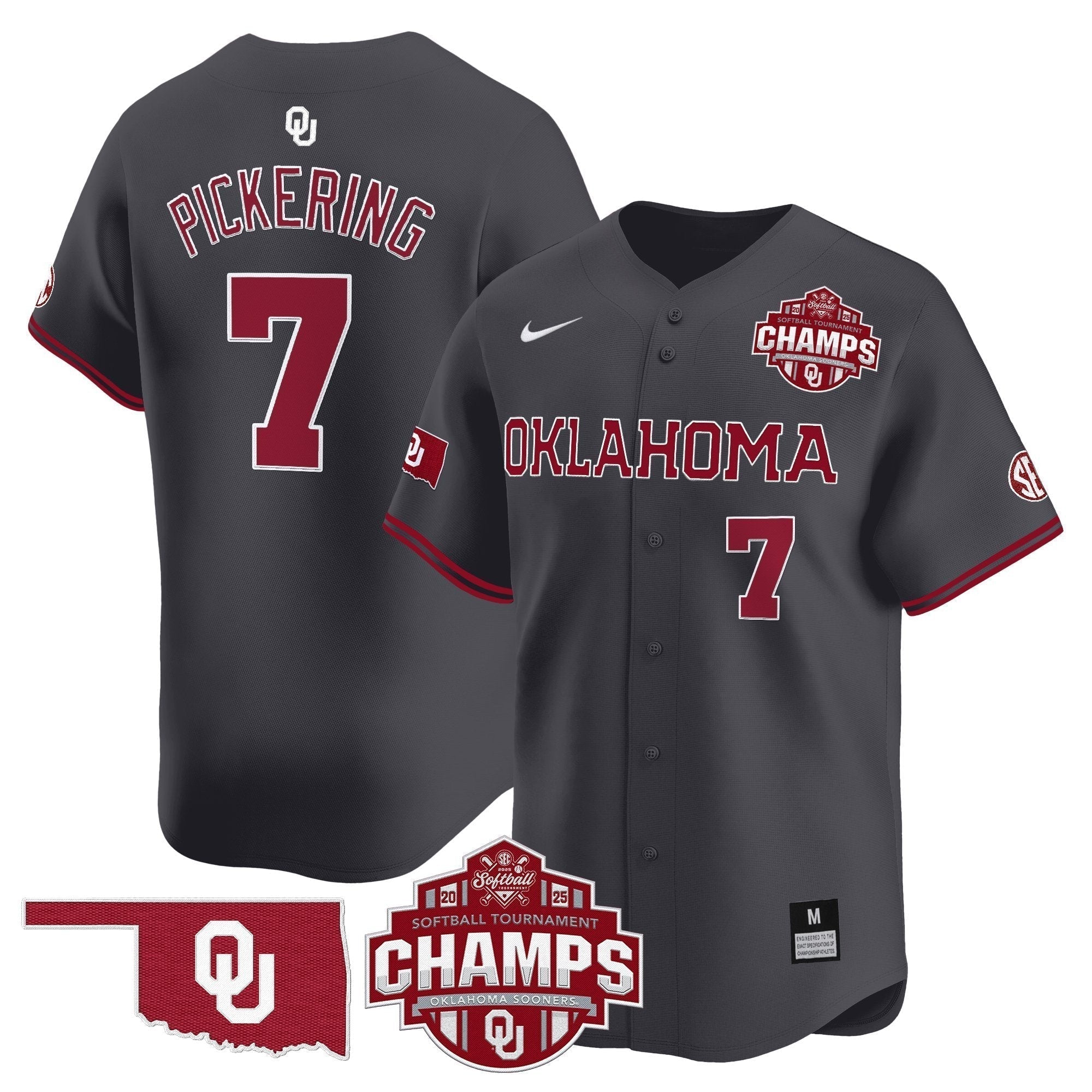 OU 2025 SEC Softball Conference Tournament Champions Patch Vapor Premier Limited Jersey - Stitched