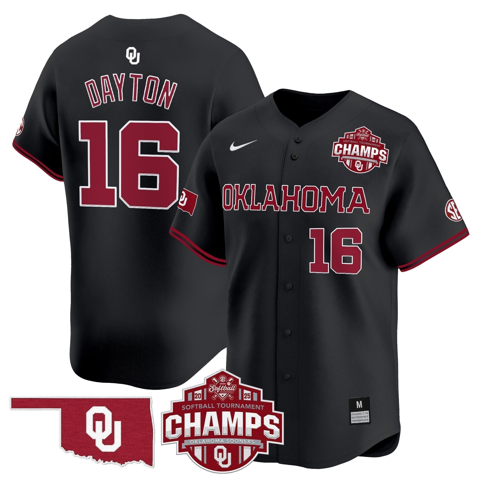 OU 2025 SEC Softball Conference Tournament Champions Patch Vapor Premier Limited Jersey - Stitched