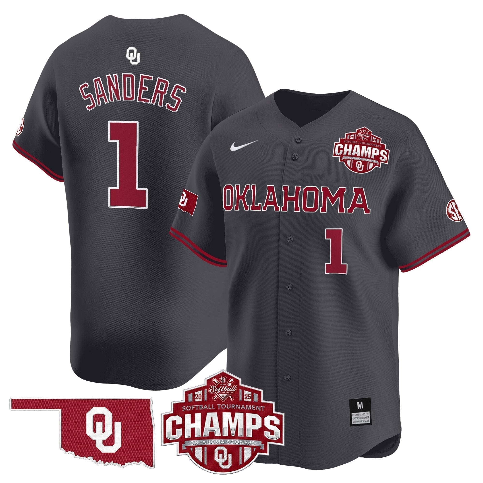 OU 2025 SEC Softball Conference Tournament Champions Patch Vapor Premier Limited Jersey - Stitched